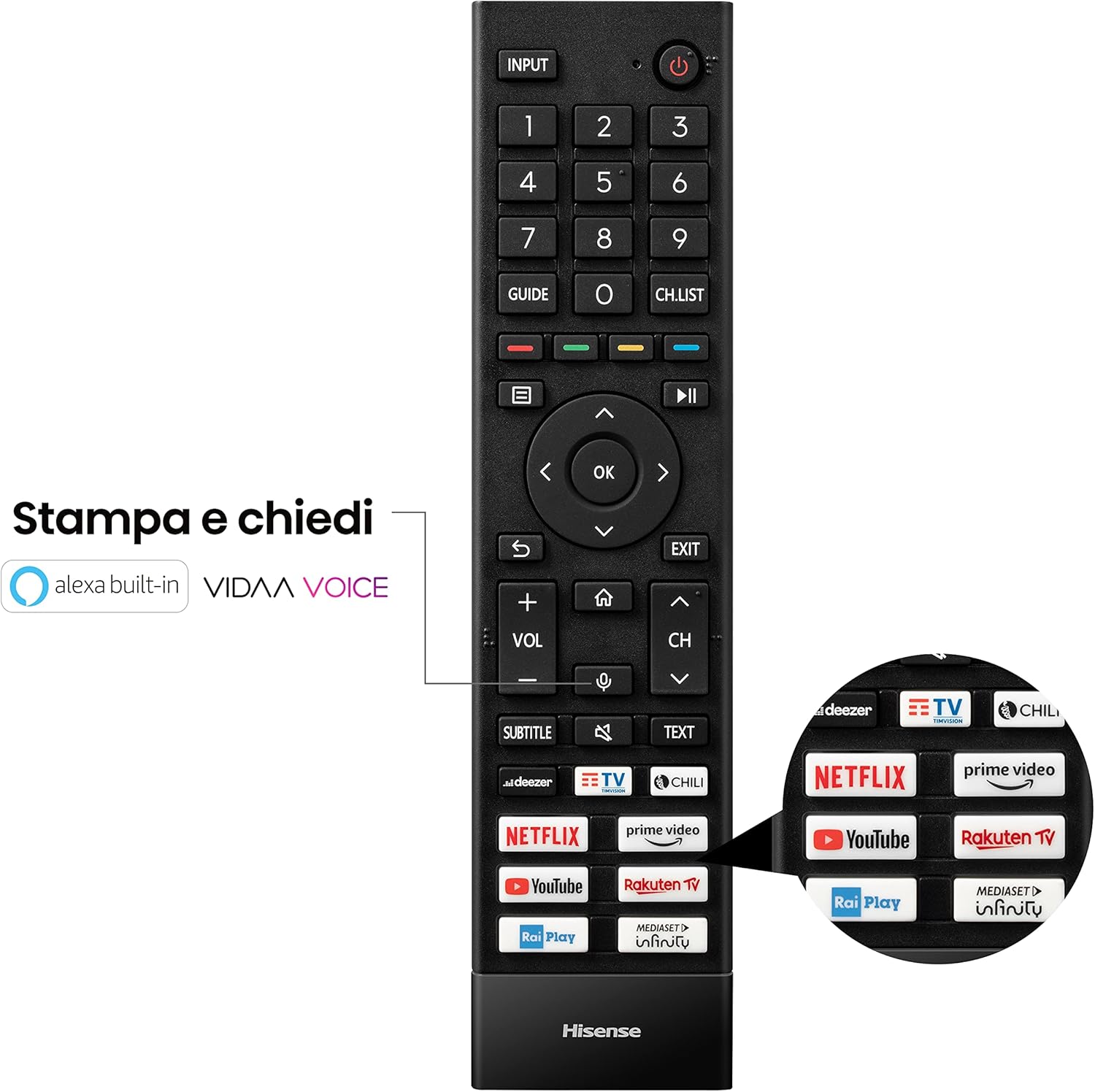 Hisense 43" UHD 4K 43A67H, Smart TV VIDAA 5.0, HDR10+ Decoding, Dolby Vision, VA, Controlli vocali Alexa, Tuner DVB-T2/S2 HEVC 10, lativù 4K - Immagine 3