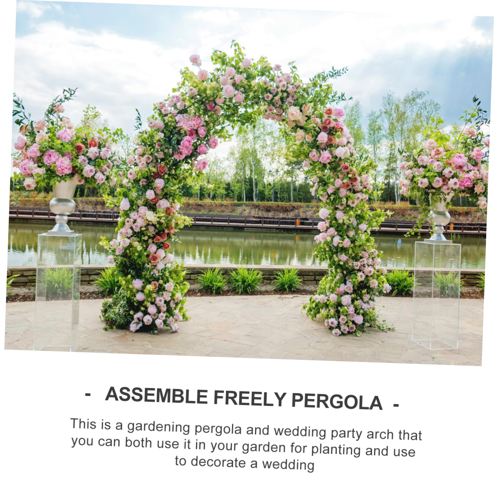 Hochzeitsbogen Gartenlaube Leichte Eisenpergola Dekorationsbogen Für Hochzeit Gartenparty Mit Abnehmbaren Abschnitten Metallbogen 80-100 Zeichen