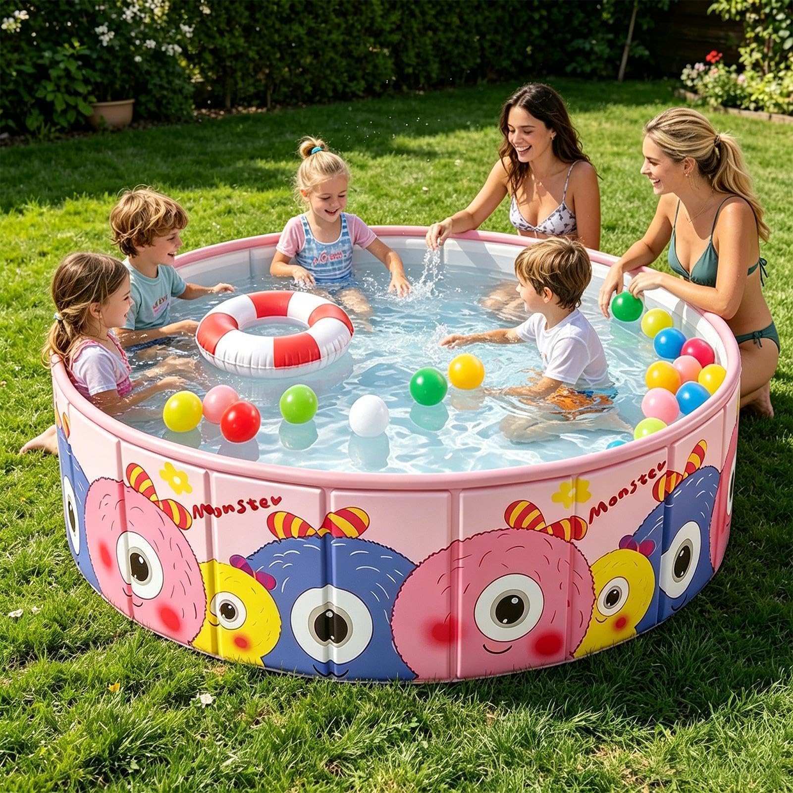 Faltbarer Pool für Kinder rutschfeste Wanne Ohne Aufblasen | Kinderpool Für Garten Terrasse Hof Sommer Mädchen Hunde
