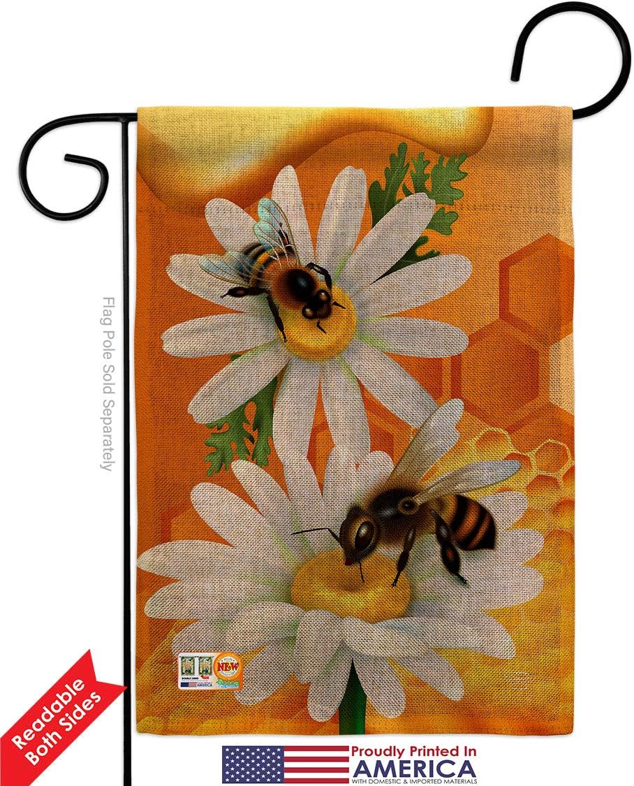 Sweet Honey Burlap Burlap Garden Flag Set Mailbox Hanger Friends Butterfly Ladybugs Dragonfly Bee Springtime Insect Natural Wildlife Small Gift Yard House Banner Double-Sided Made In USA 13 X 18.5