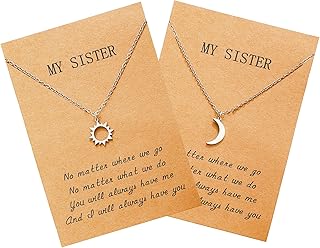 Sisters Necklace for 2, Sun and Moon Matching Necklaces Birthday Christmas Gifts for Girls