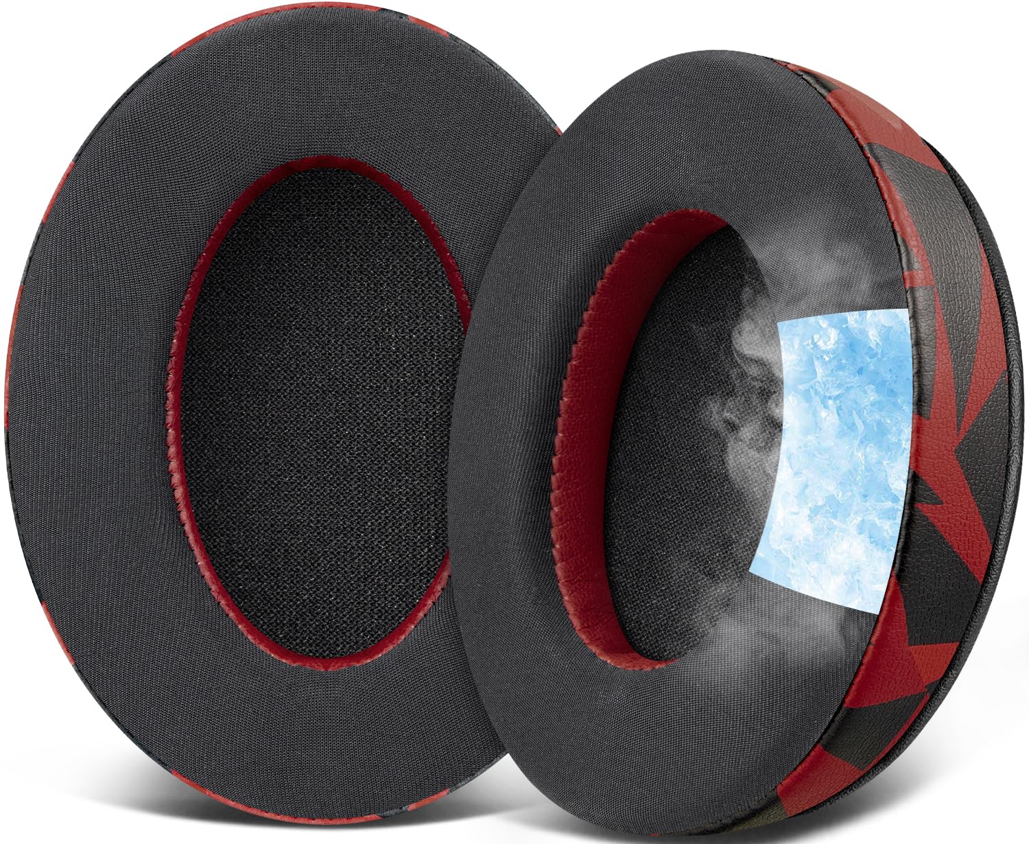 SOULWIT Earpads for HyperX Cloud 2/3/1/Alpha/Flight/Stinger/Stinger2/Core/Pro, CloudX Stinger/Flight Series Headset Cooling Gel Pads - Red Storm