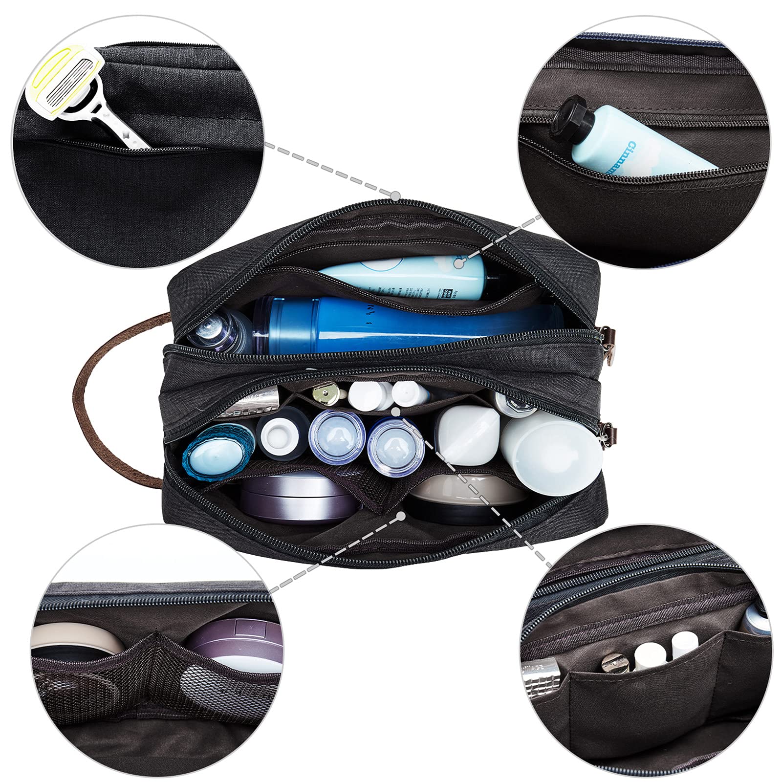 WANDF Astuccio da toilette da uomo da viaggio, borsa da bagno, accessori da viaggio, astuccio per trucco, da donna, organizzatori di servizi igienici
