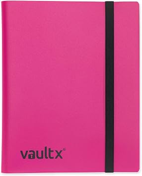 Vault X 9 Pocket Standard Strap Binder, Holds 360 Trading Cards in 20 Side-Loading Pages Pink