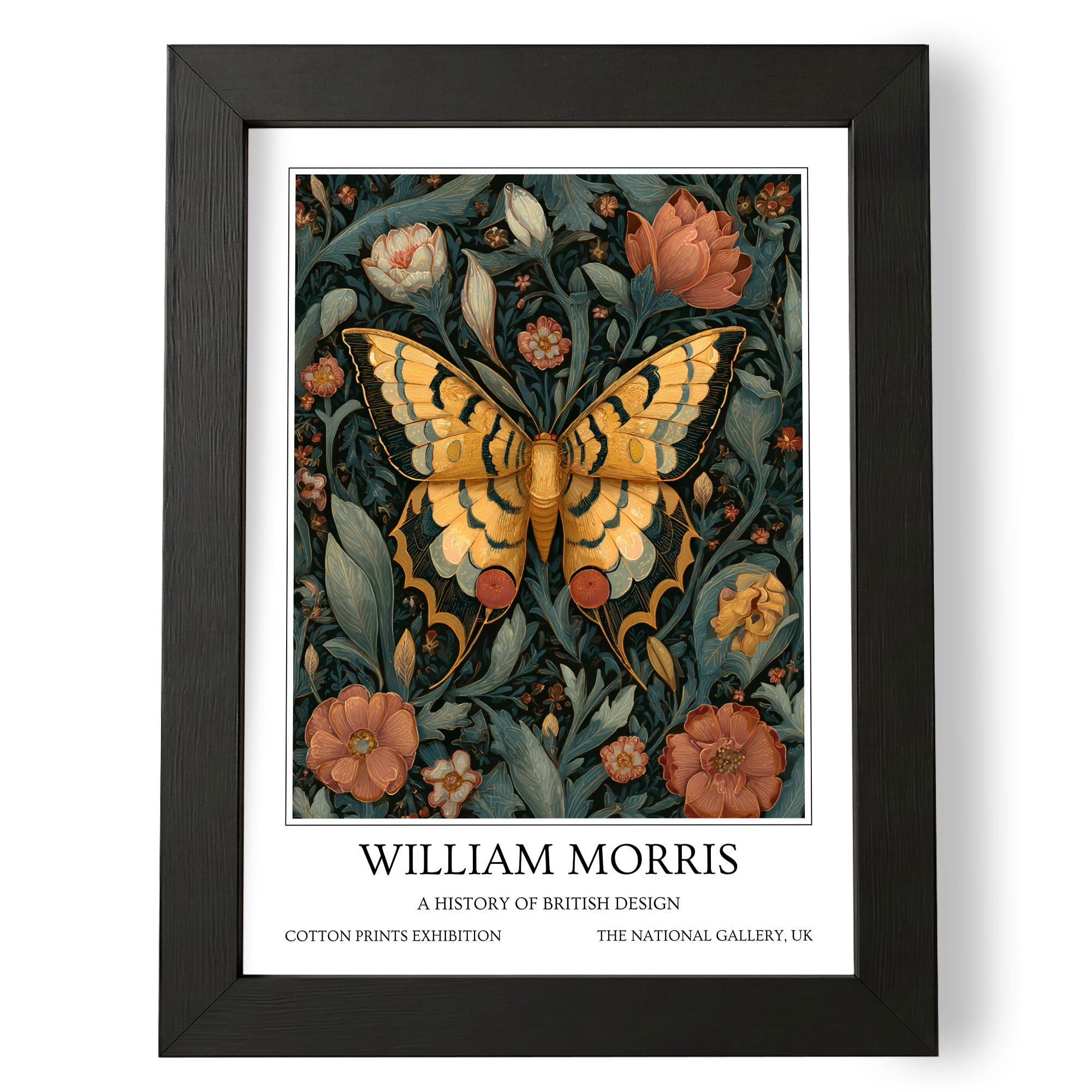 Fans Favourites William Morris - Botanical Wall Art, Vintage Art Noevua British Prints, A History of British Design Collection (Yellow Black Butterlfy, A3, Unframed) — image 1