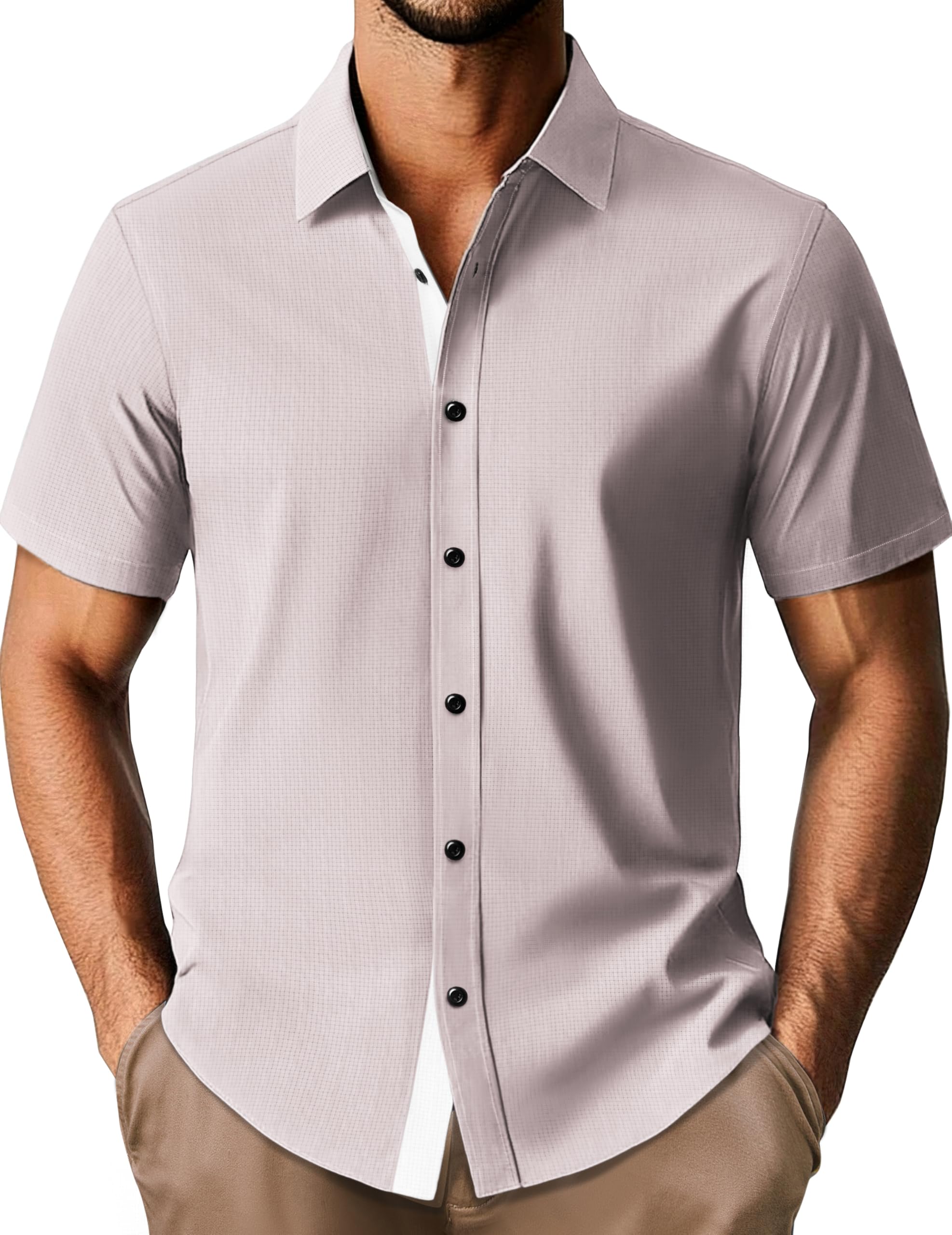 PJ PAUL JONES Mens Short Sleeve Button Down Casual Dress Shirt