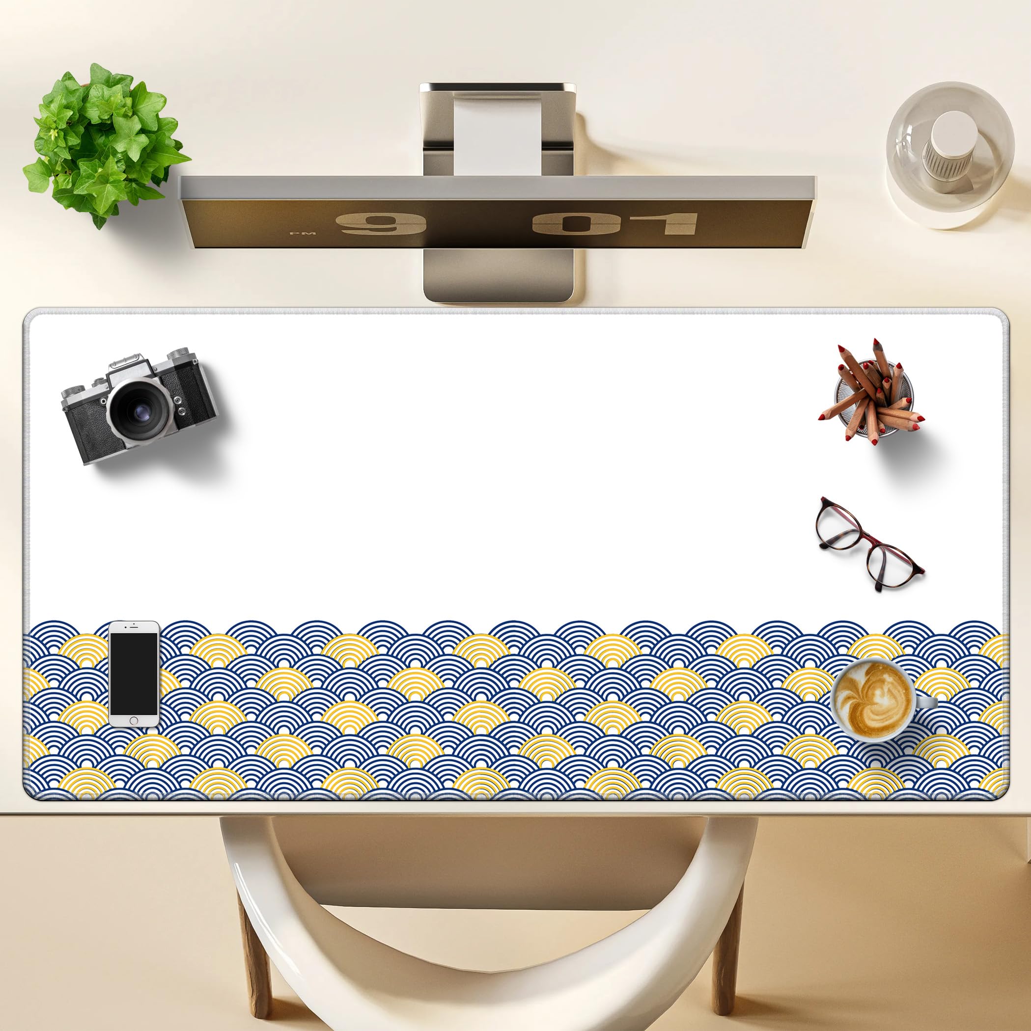 LL-COEUR Grande Tappetino per Mouse da Gioco Onde Marine 120x60x0,3CM Tappetino da Scrivania Esteso XXL Speed Gaming Mousepad L