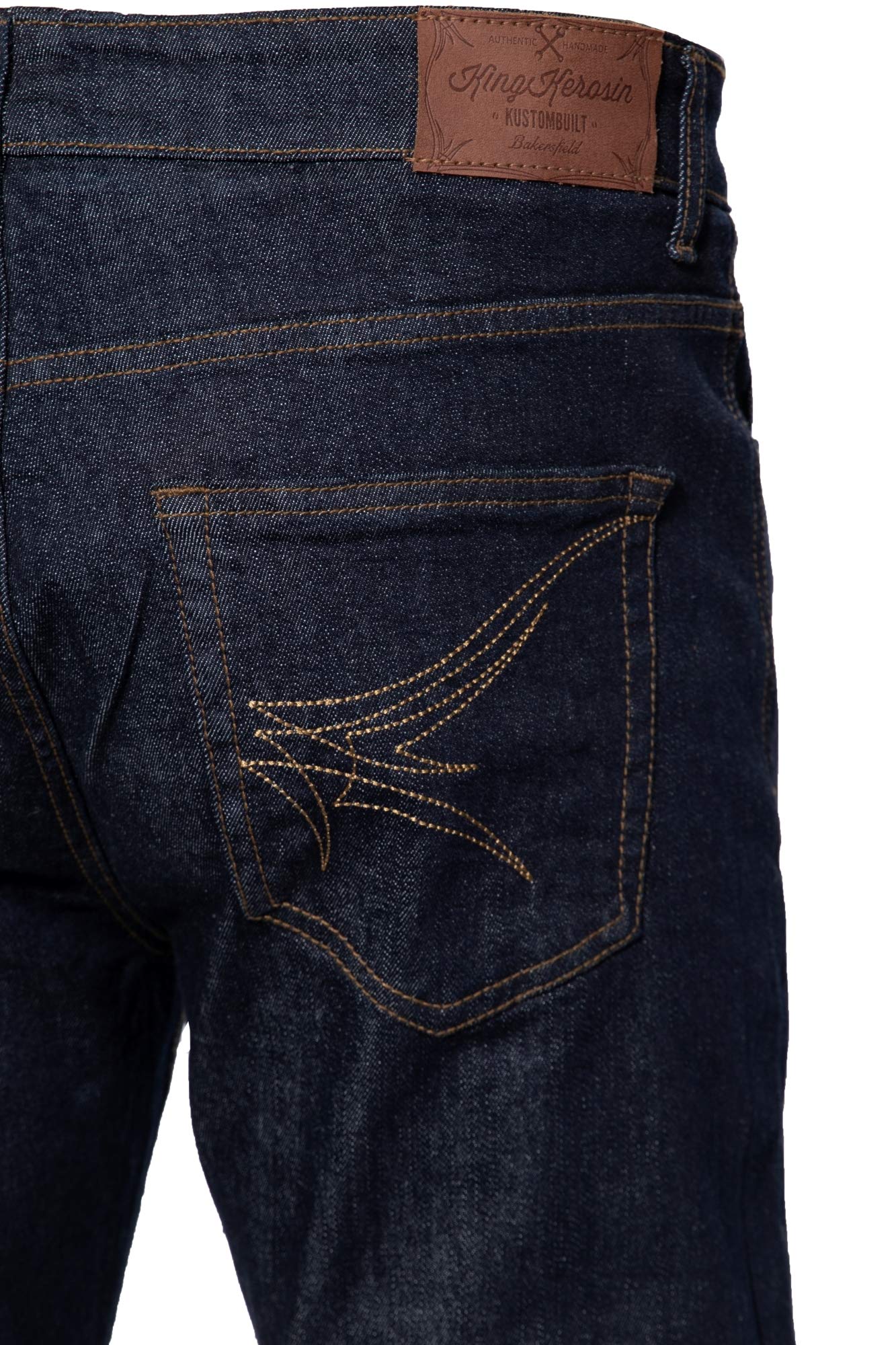 King Kerosin Herren Basic 5-Pocket Vintage Selvedge Jeans Baumwolle Stretch Straight Fit Robin