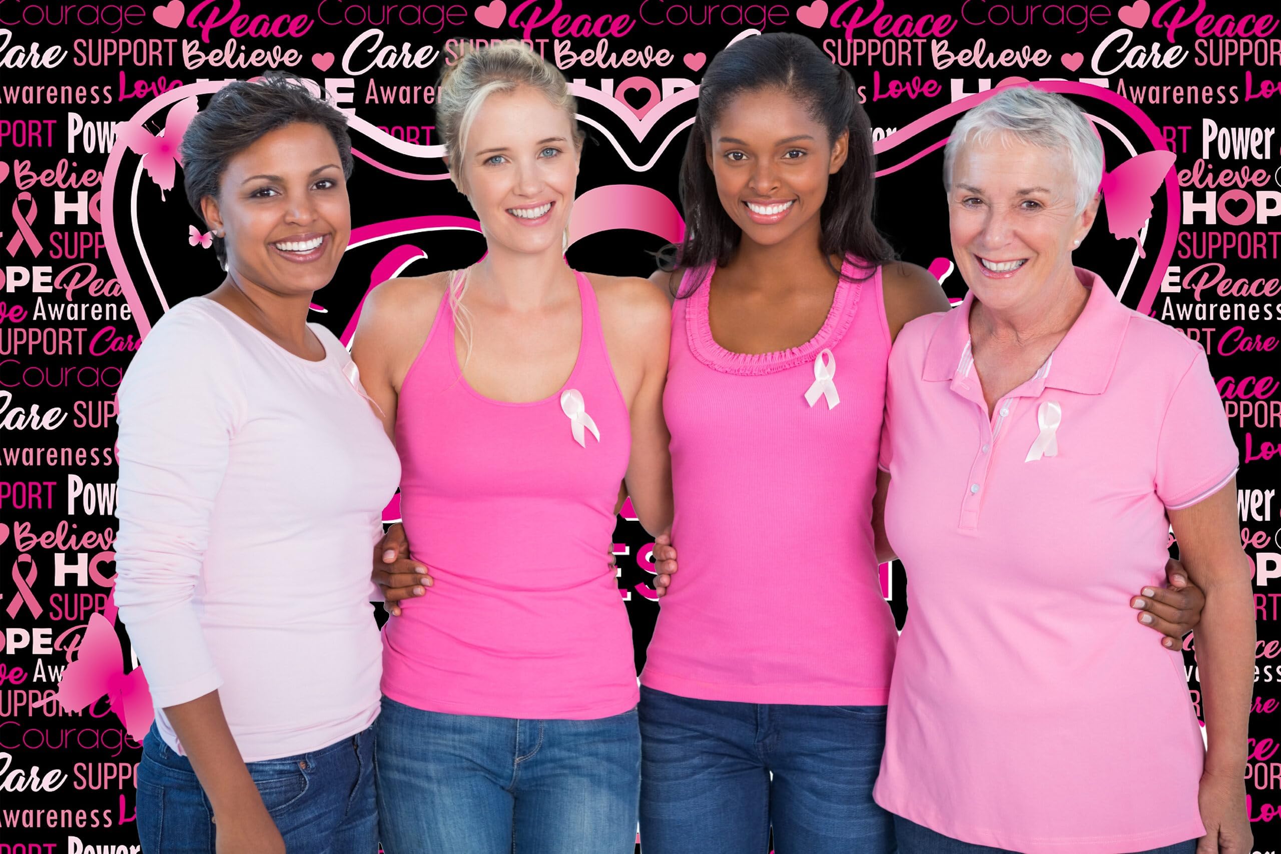 Breast Cancer Awareness Multiple Pink Ribbons & Life-Saving Message Banner Desig