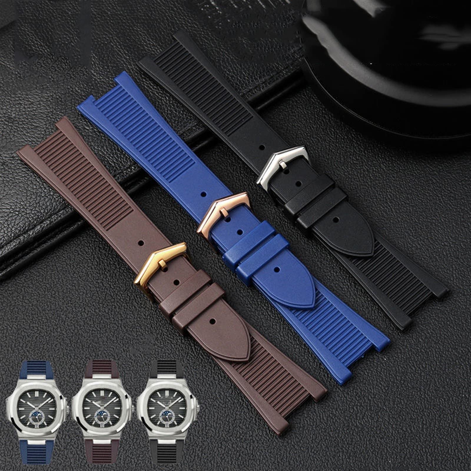 ZUC Dla Patek Philippe 5711 5712G Nautilus silikonowa bransoletka czarny niebieski brązowy zegarek na rękę 25 x 13 mm sportowe gumowe paski do zegarków