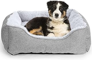 Medium Dog Beds for Medium Dogs, Rectangle Washable Dog Bed, Orthopedic Dog Bed Soft and Comfy Calming Puppy Bed Waterproof Dog Cuddler Sofa Pet Bed with Anti-Slip Bottom M(25''x21''x8'')