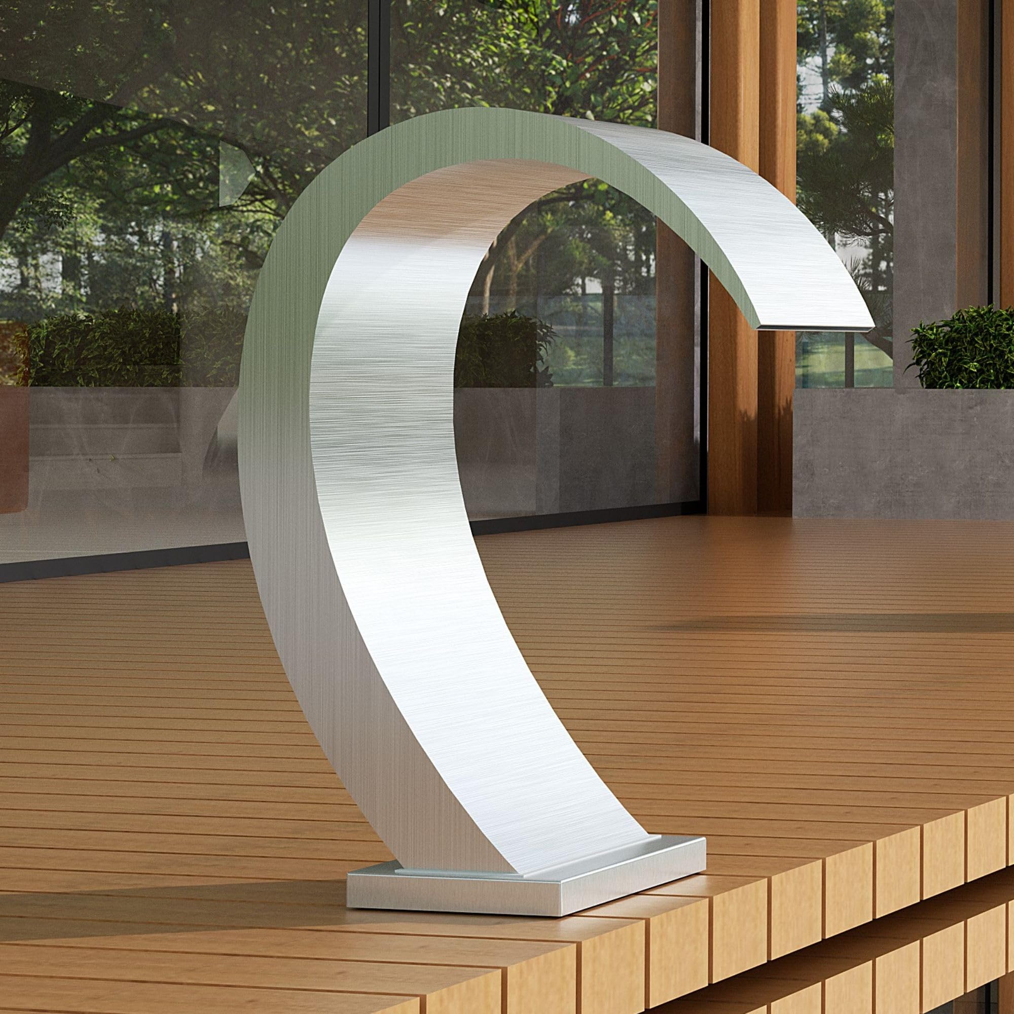 IMEX - Cascata Piscina in Acciaio S.316 | Fontana per Piscina a Cascata da 200 x 110 mm | Pool Fountain con getto per terrazza esterna | Acqua fredda | Serie Iguazu | Colore Acciaio