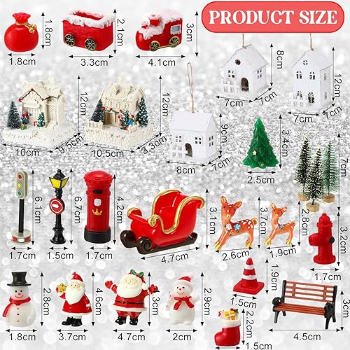 Miniatura 2 de Cindeer Juego de 32 piezas de aldea navideña iluminadas con figuras, pequeña escena de ciudad navideña, coleccionable, decoración de pueblo de