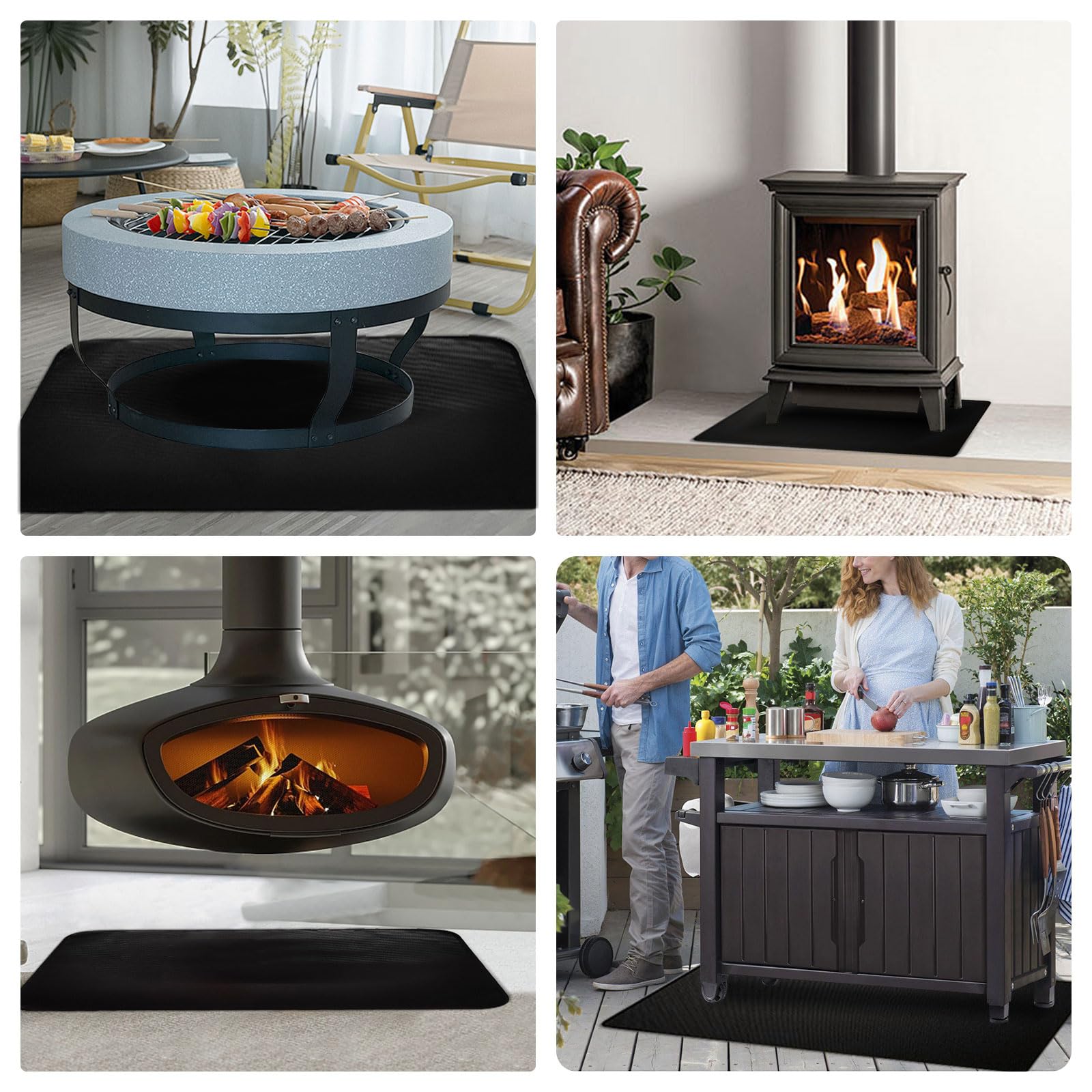 TOPCHANCES Tappetino ignifugo, resistente al calore, resistente al fuoco fino a 850 °C, facile da pulire, per barbecue all'aperto, ignifugo, a prova di scottature e contro alte temperature (165 x 122