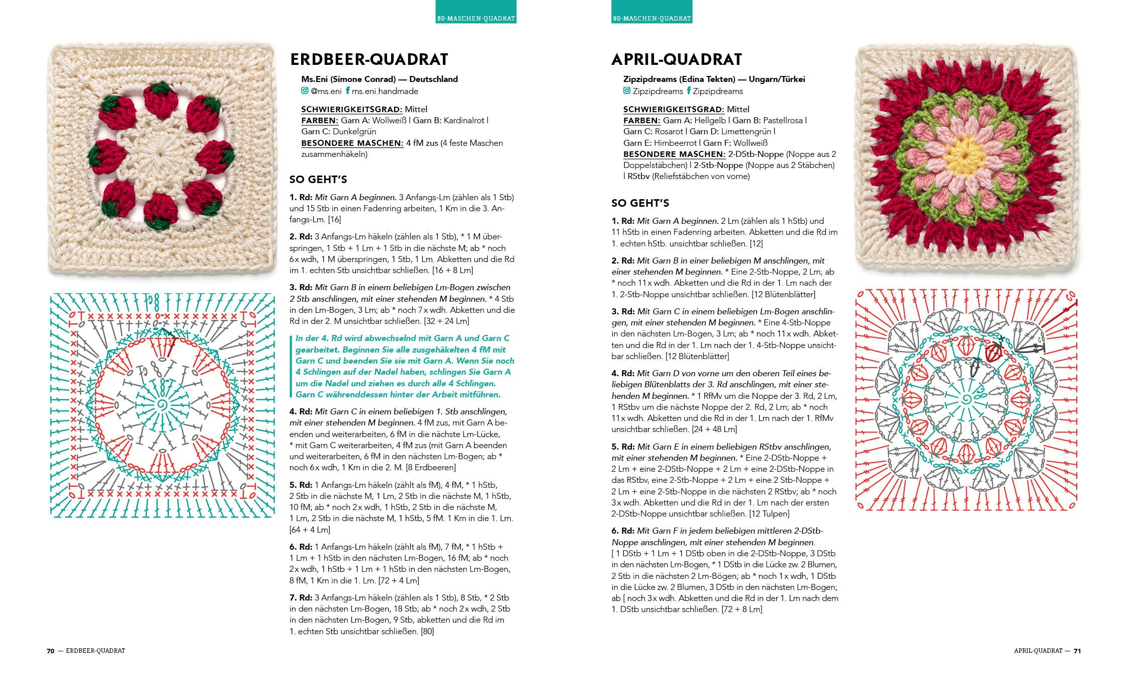 Musterbibel Granny Squares: Machs bunt! 100 Granny-Square-Designs für individuelle Häkeldecken, Patches und mehr