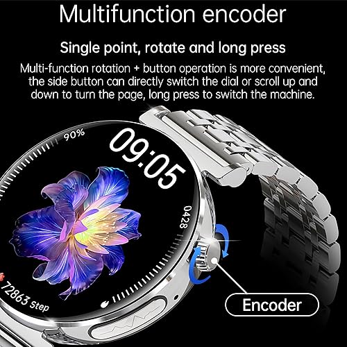 Miniatura 6 de Pard Reloj inteligente de lujo para parejas de 1.28 pulgadas, rastreador de actividad física con llamadas, monitor de sueño, frecuencia cardíaca