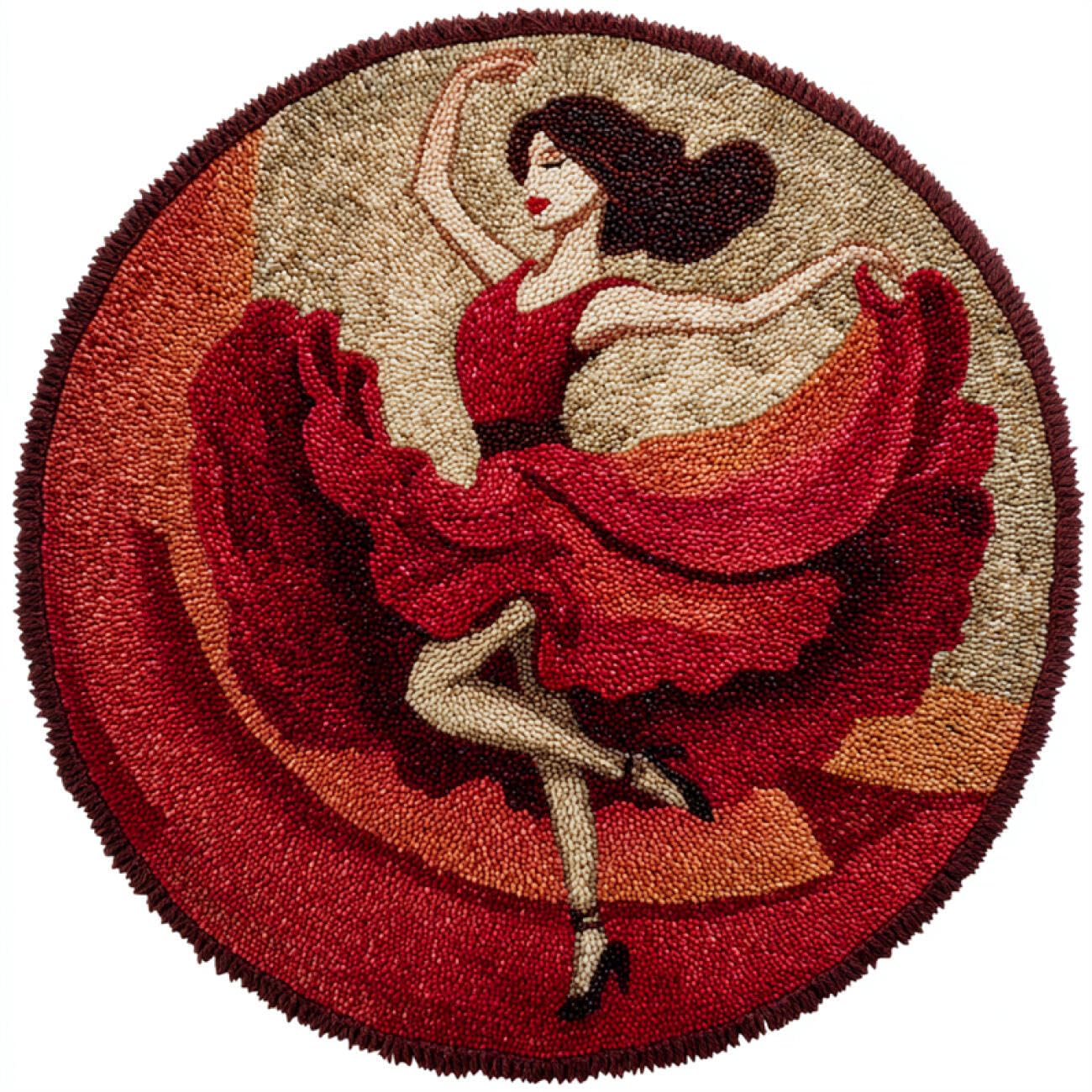 Kitquiver Latch Hook Kits Dancing Woman DIY Rug Making Craft Kits with Yarn & Canvas and Crochet Needle Embroidery Decoration 50x50cm