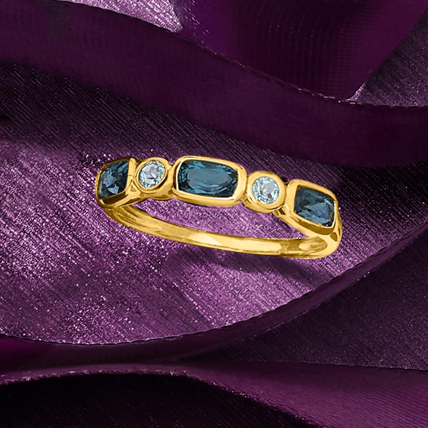Ross-Simons 0.90 ct. t.w. London and Sky Blue Topaz Ring in 14kt Yellow Gold