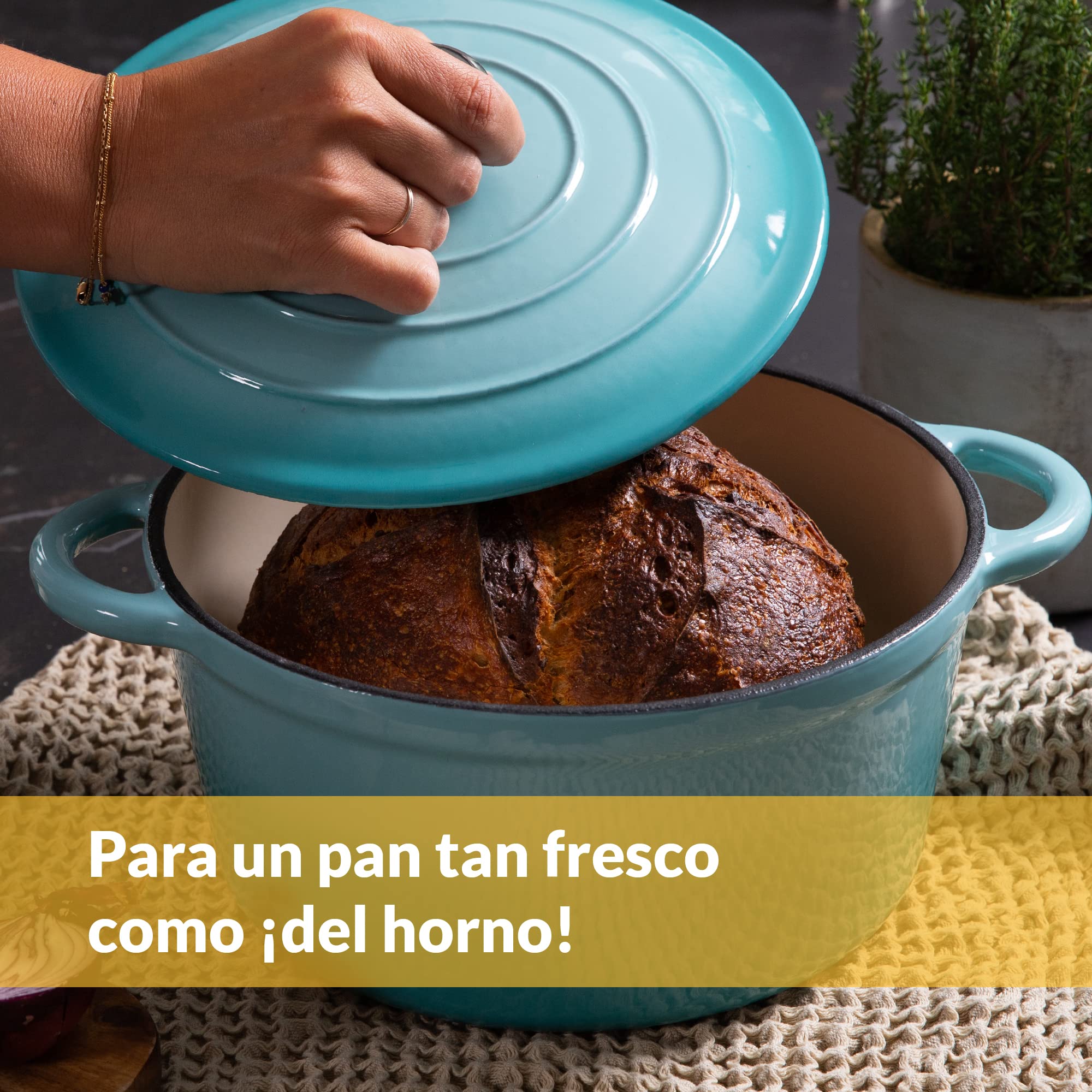 Chefarone Cacerola de hierro fundido de 24 cm, 3,5 L, esmaltada con tapa para hornear, estofar y asar, para inducción