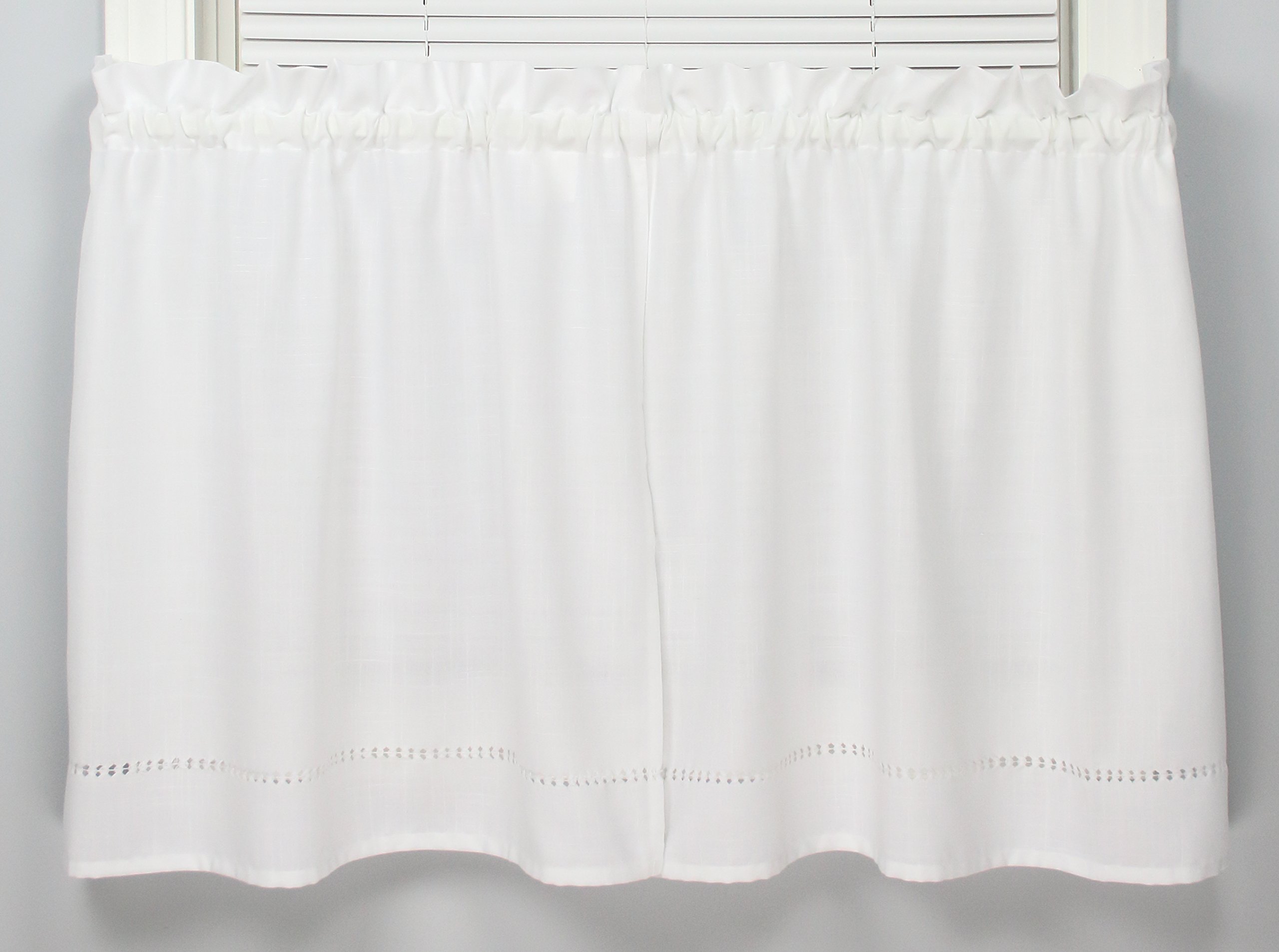 Moments 58 Inches Wide x 36 Inches Long Polyester Embroidered Tier Curtain, White