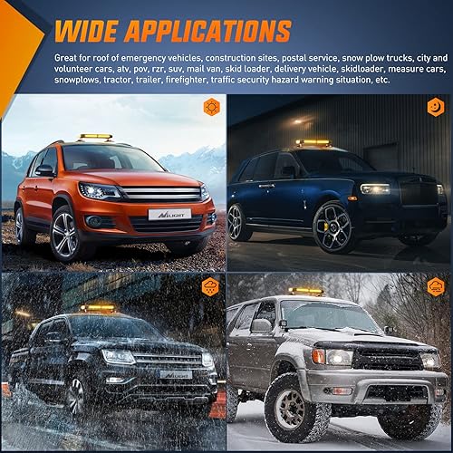 Miniatura 8 de Nilight Barra de luz LED estroboscópica COB ámbar de 14.5 pulgadas, barra de luz intermitente de alta visibilidad, luces de advertencia de peligro