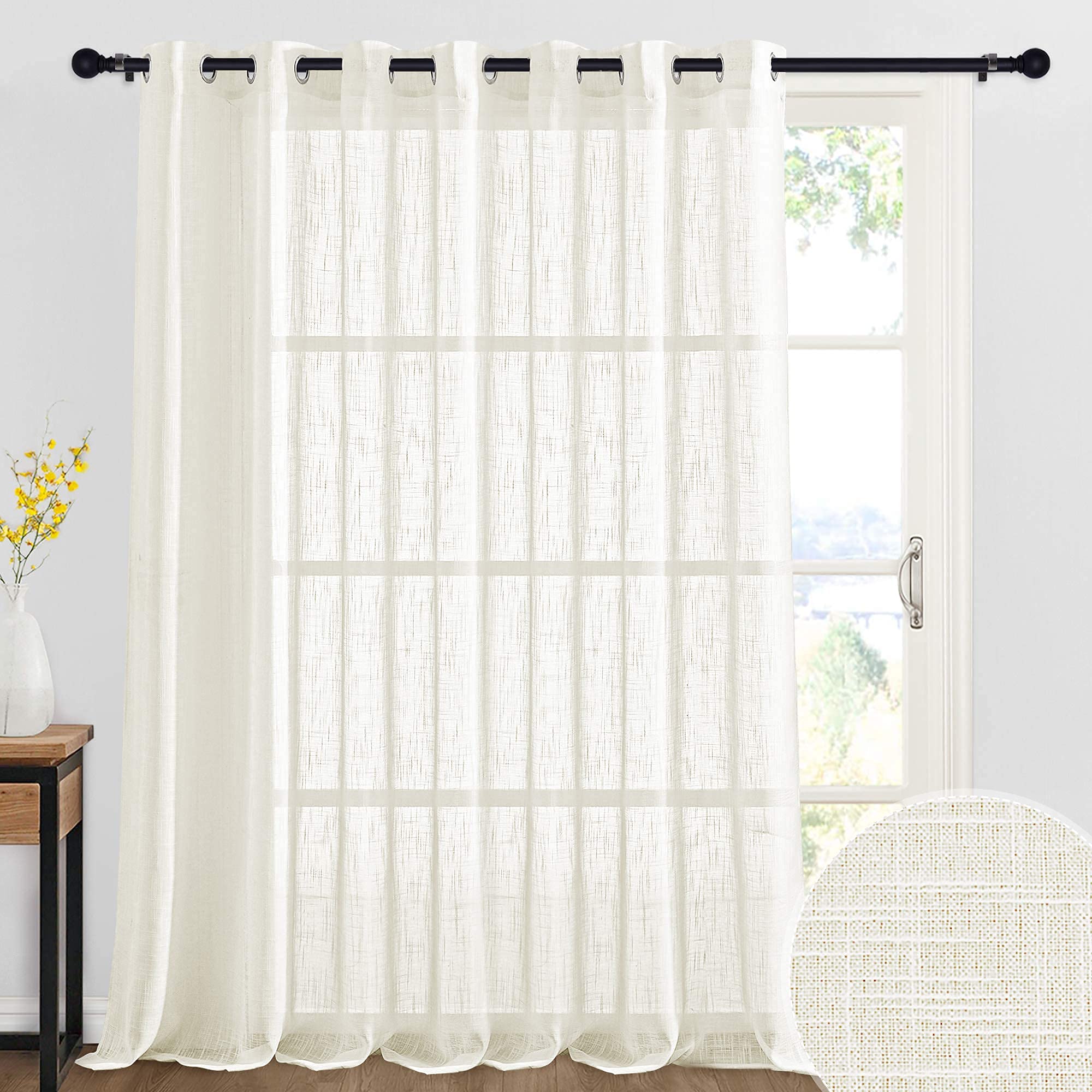 ryb-home-sheer-door-curtains-privacy-linen-textured-semi-sheer