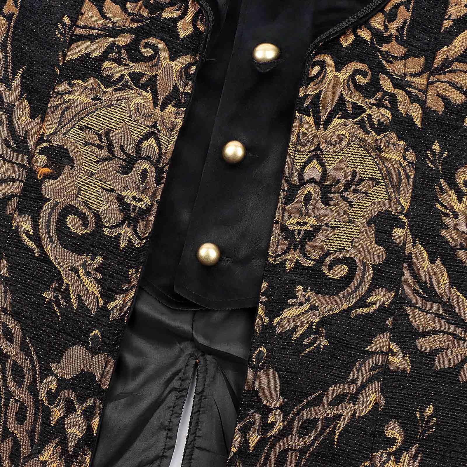Steampunk Frack - Gonna da uomo medievale, gotica, vittoriana, vichingo, pirata, costume da vampiro, stampa broccato damascato, cappotto per il tempo libero, gonna da passeggio vittoriana
