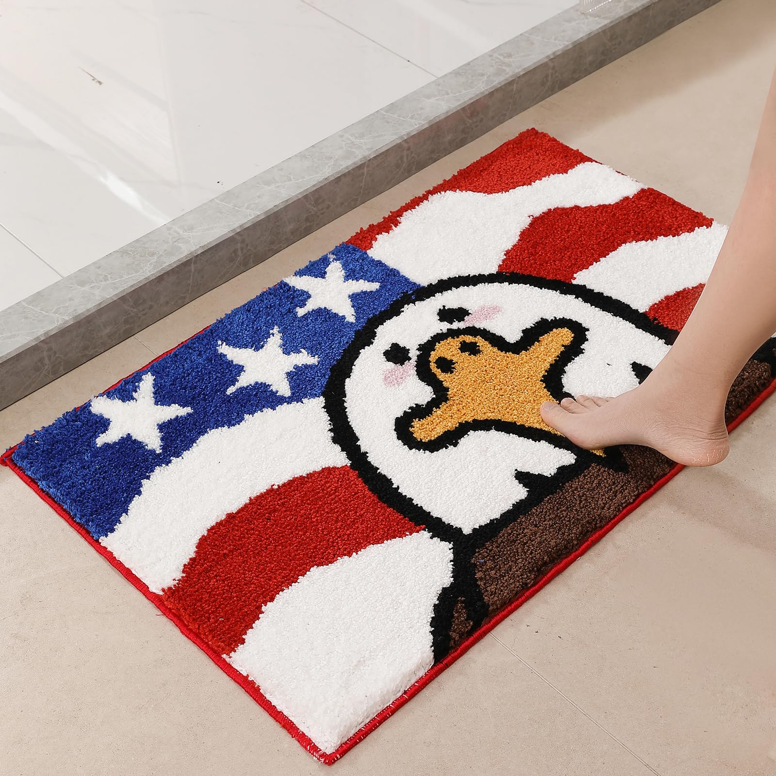 Bald Eagle Bath Mat Soft Bathroom Rugs - Non Slip Floor Mat Water Aabsorbent Plush Microfiber Shower Mat Cute Rug for Bathroom Doormat (20x32 inch)