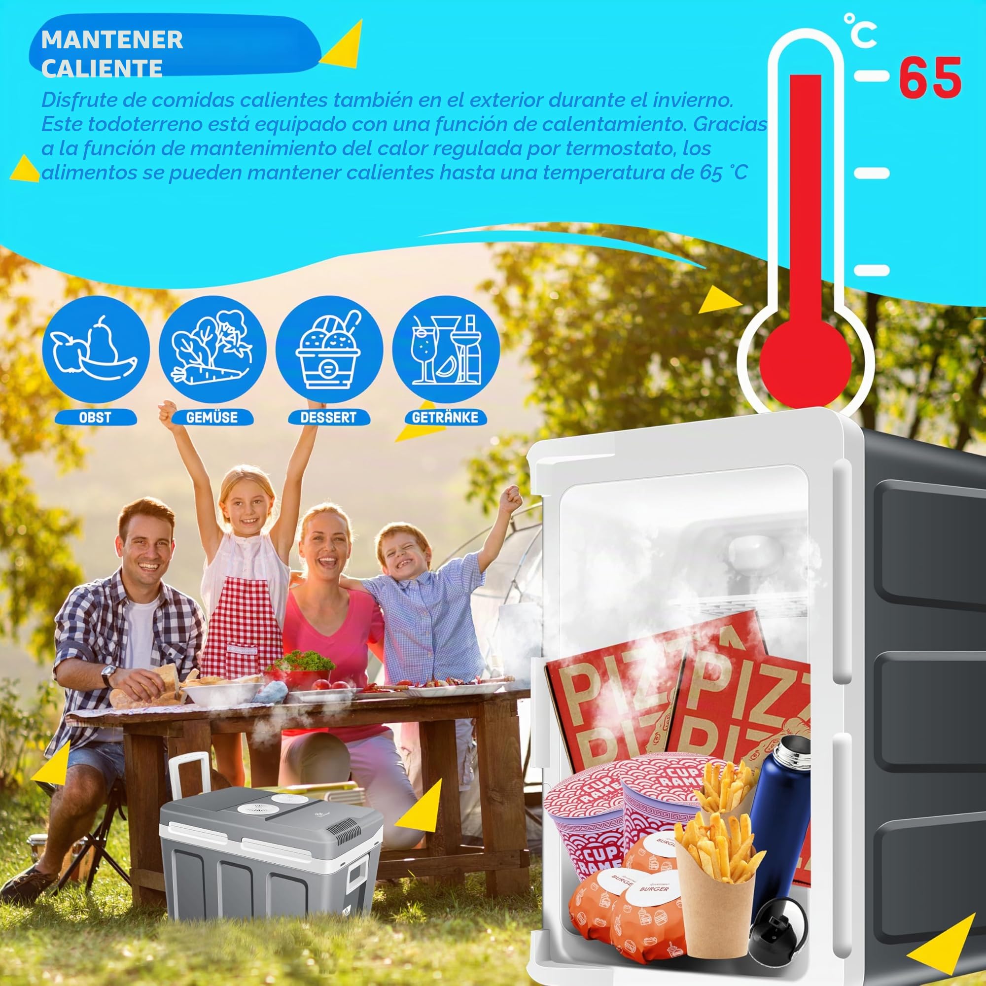 KESSER® Nevera eléctrica portátil 40L con Ruedas | Calienta y enfría | Termoeléctrica | Mini Nevera | 12V y 230V | para Coche, Camping y Enchufe | Modo Eco | Incluye acumuladores de frío