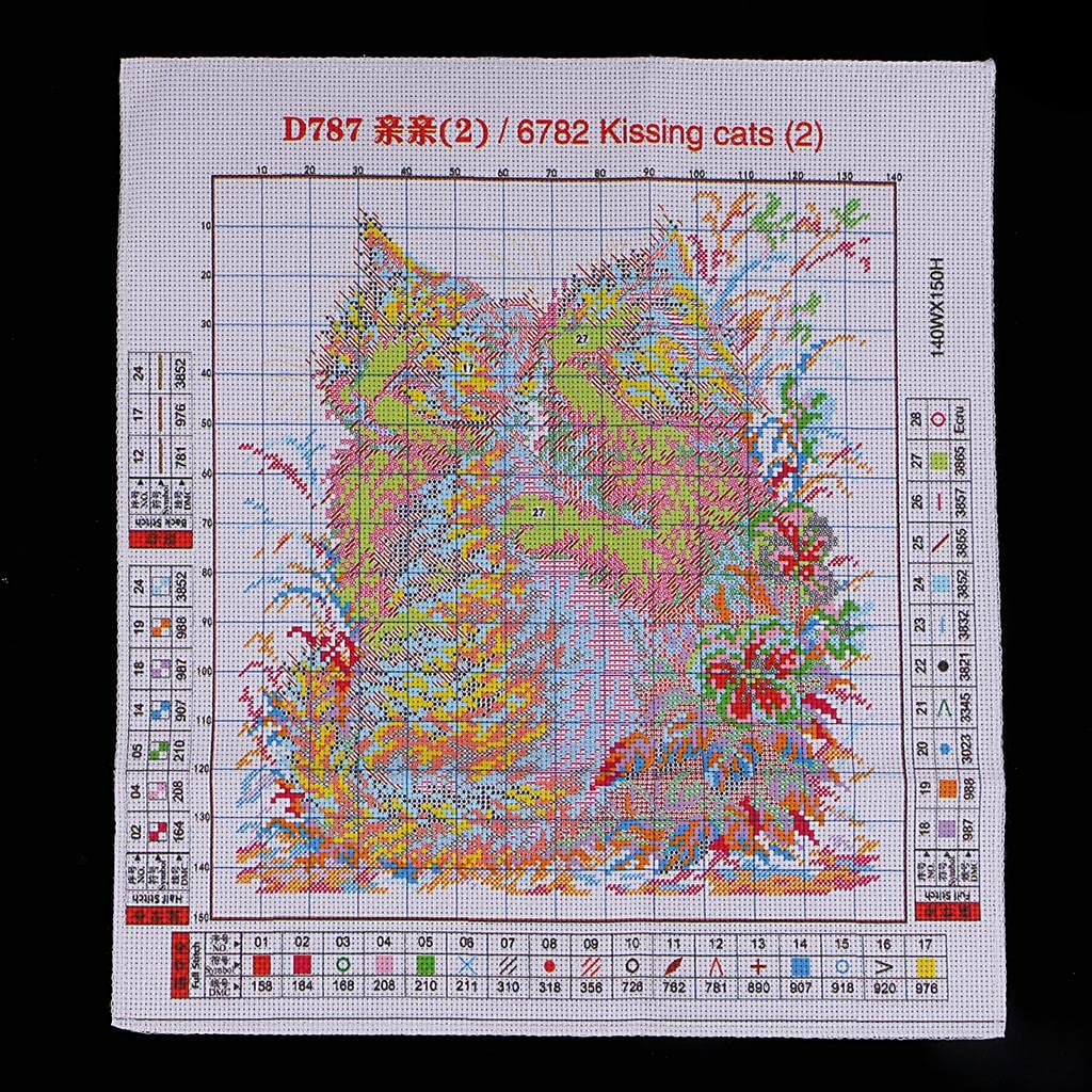 Amazon | クロスステッチキット図案印刷 2匹の猫 刺繍キット DIY