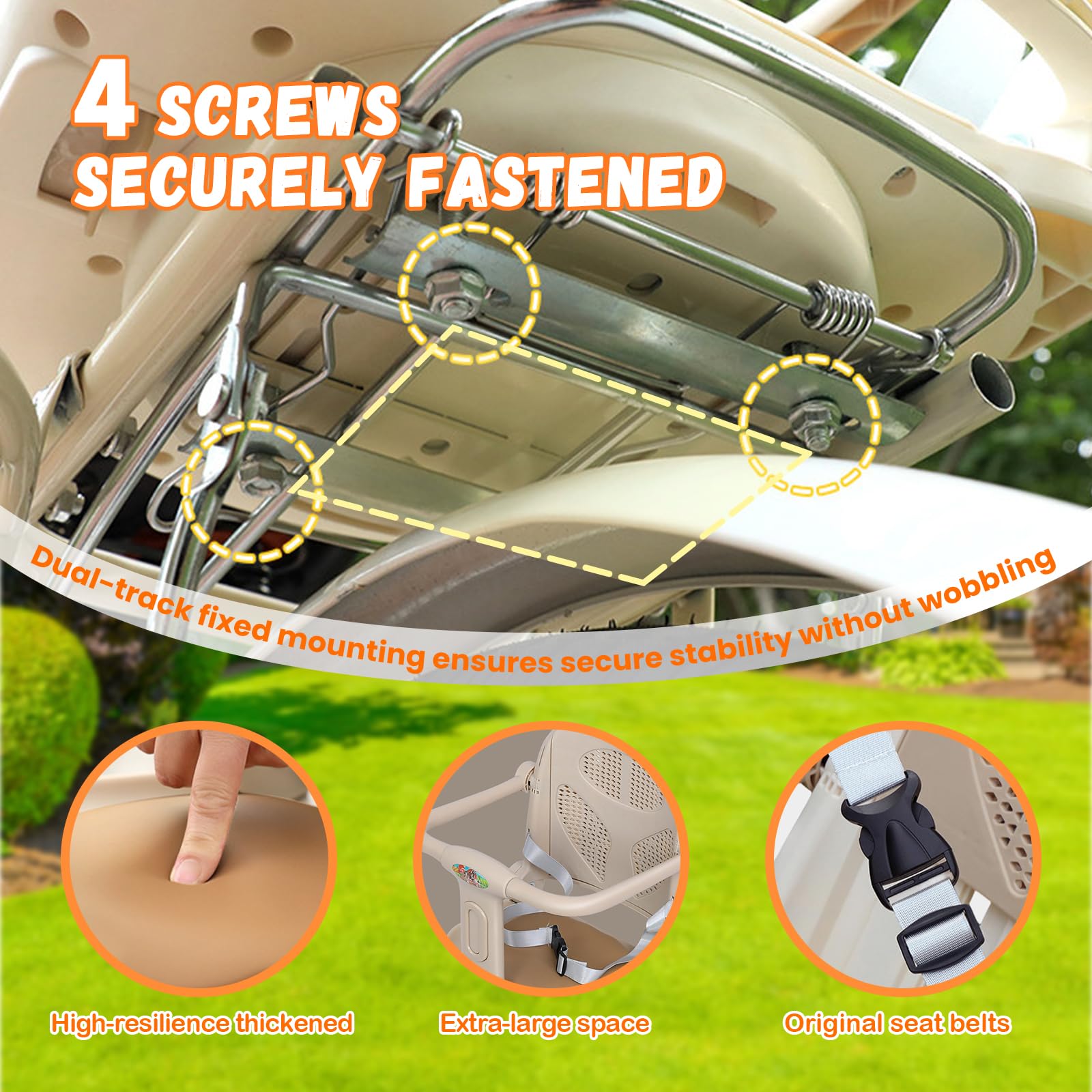 auvstar Seggiolino Bici Posteriore,Seggiolino Posteriore per Bici con Cintura di Sicurezza,Cuscino Seduta in PU con Sponda di Protezione Schienale e Poggiapiedi,Adatto per Sedersi o Sdraiarsi