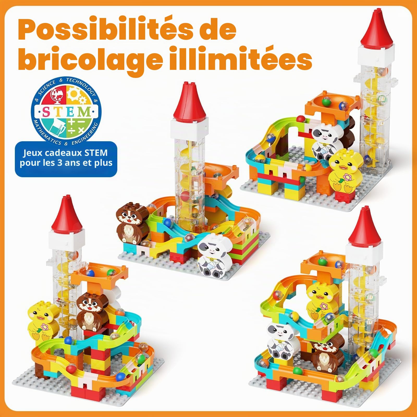 Piste de marmotte jouet avec ascenseur motorisé - Kit de construction Perpetuum mobile STEM pour enfants