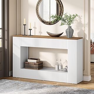 Tribesigns Modern Console Table, 55-Inch Wood Entryway Table with Storage, Narrow Long Sofa Table Behind Couch Table for Living Room, Foyer, Hallway, White