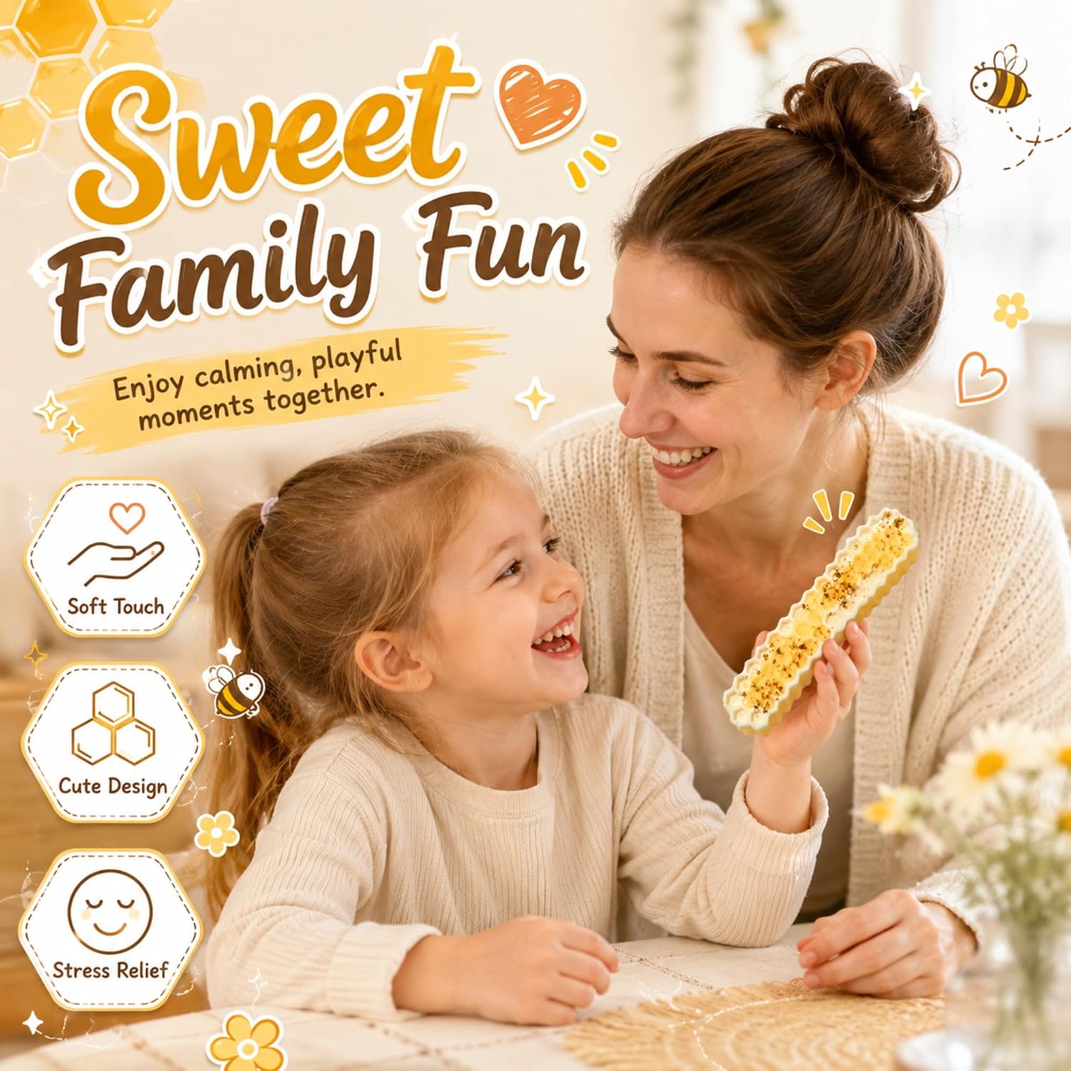 Taba Squishy Bee Stick Slow Rising Honeycomb Squeeze Toy