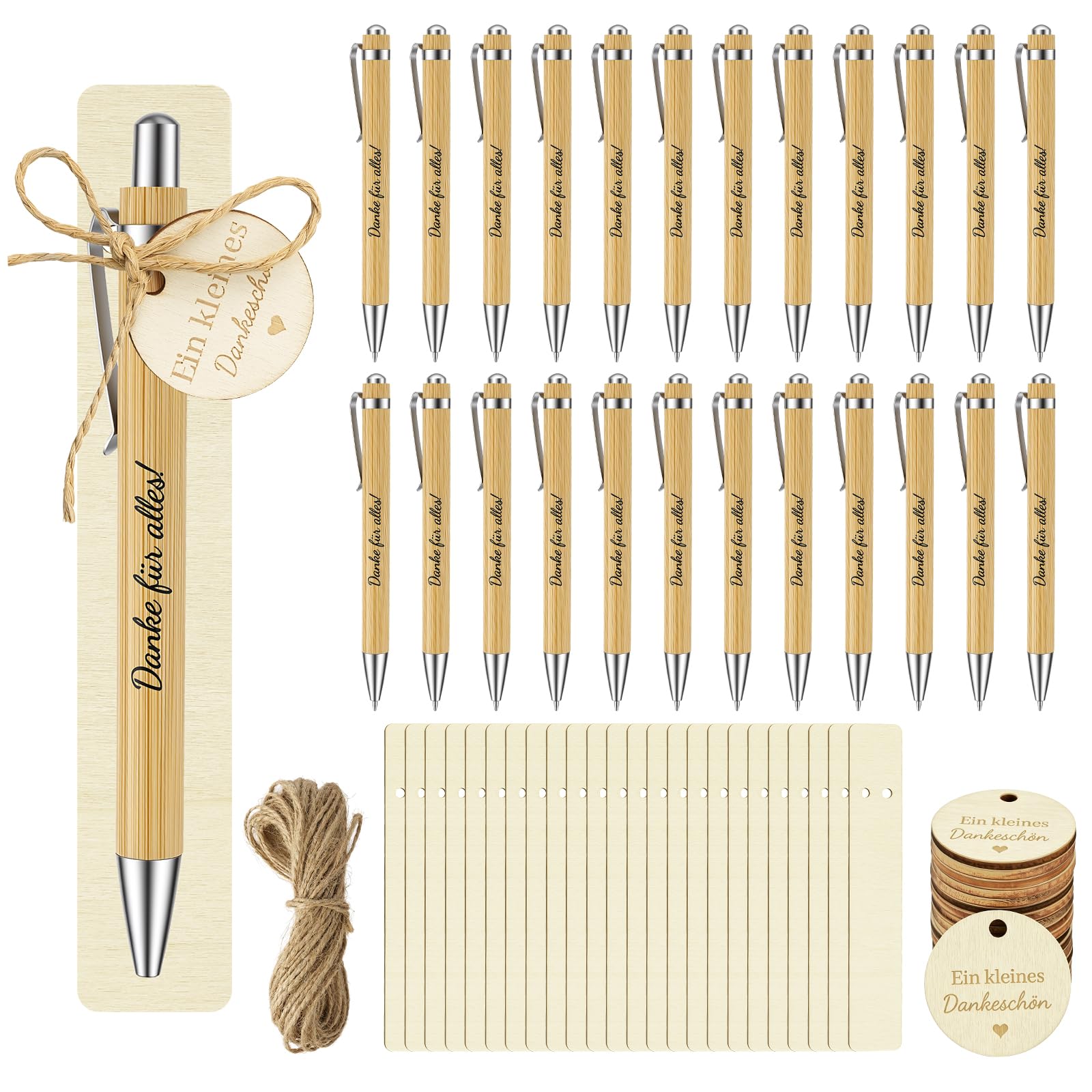 AUAUY 24pcs Bamboo Ballpoint Pens, German version