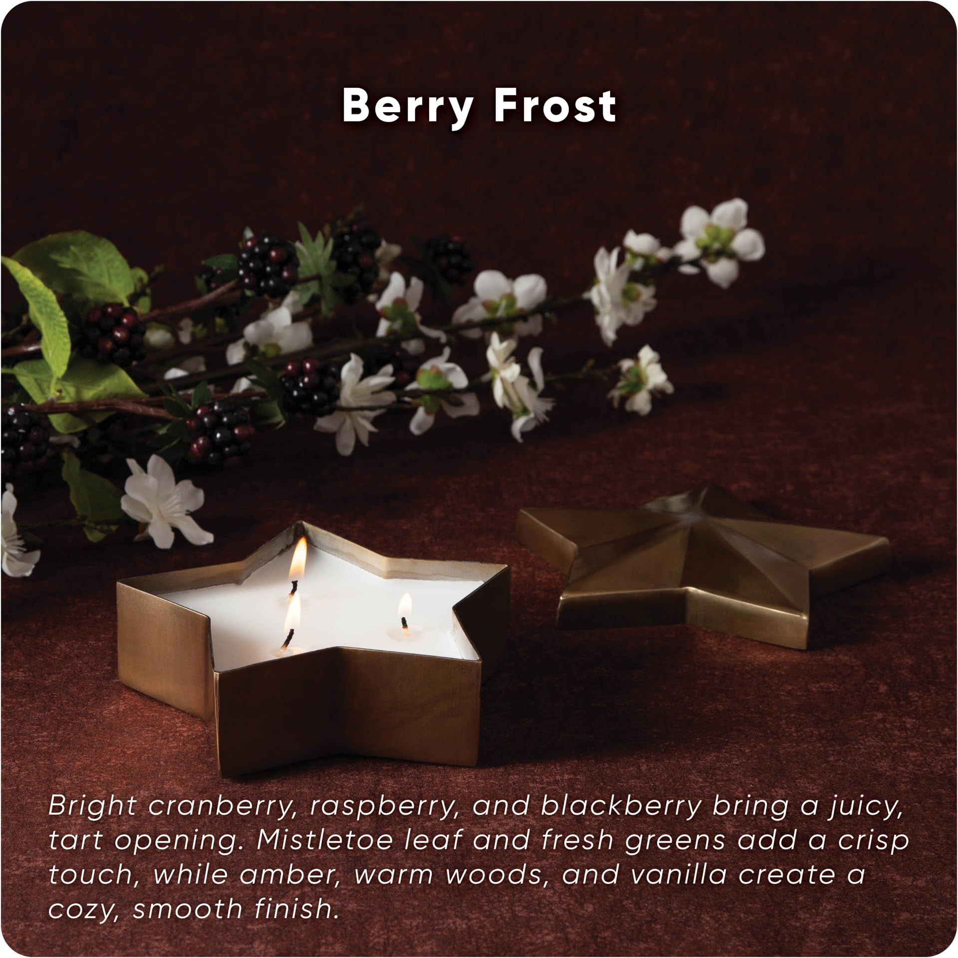 Bethlehem Lights Set of 2 Star-Shaped Decorative Candles, Smokeless, Dripless, Elegant Seasonal Décor for Christmas, Winter and Festive Celebrations (Gold)