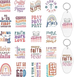 UV DTF Keychain Decals, 80PCS Christain UV DTF Stickers for Motel Keychain, Bible Verse UV DTF Keychain Transfers Stickers Inspirational Waterproof UV DTF Decals for Hotel Keychain