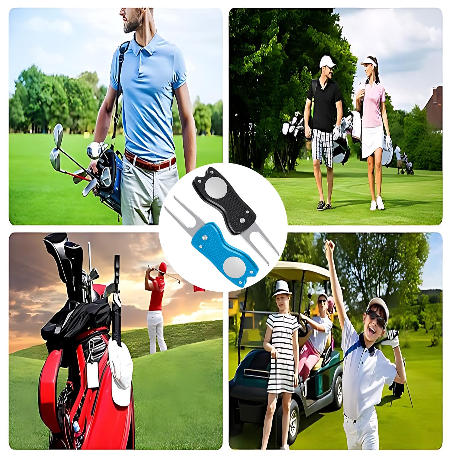 Pacco Divot Golf Pieghevoli Metallo Attrezzo Mini Riparazione Forcella Green Marcatore Magnetico Palline