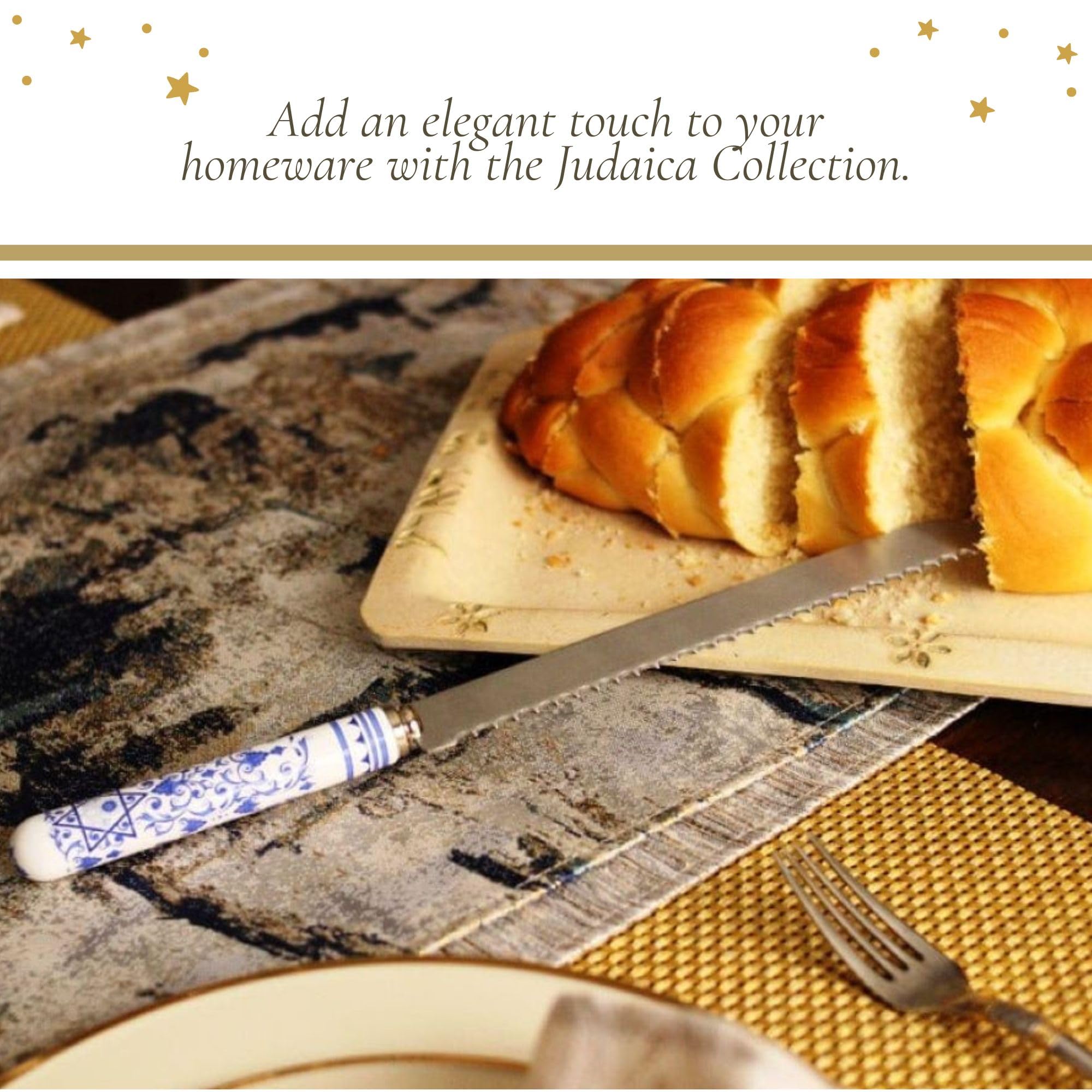 Spode Judaica Challah Knife - Blue & White -5