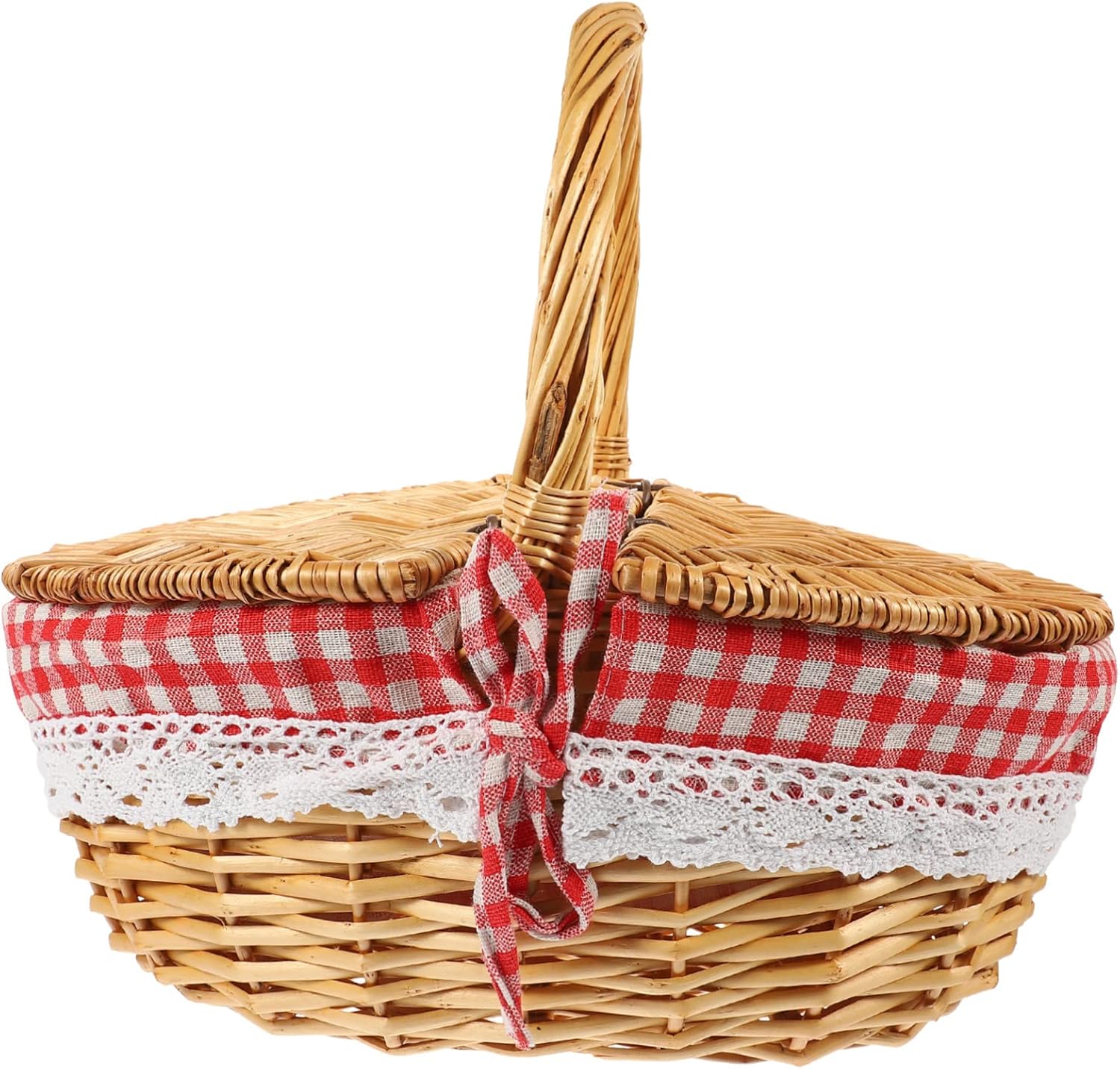 Wicker Picnic Basket Lid and Handle Portable Storage for Fruits and Breads Rustic Decor for Outdoor Events for Picnics Camping and Gatherings