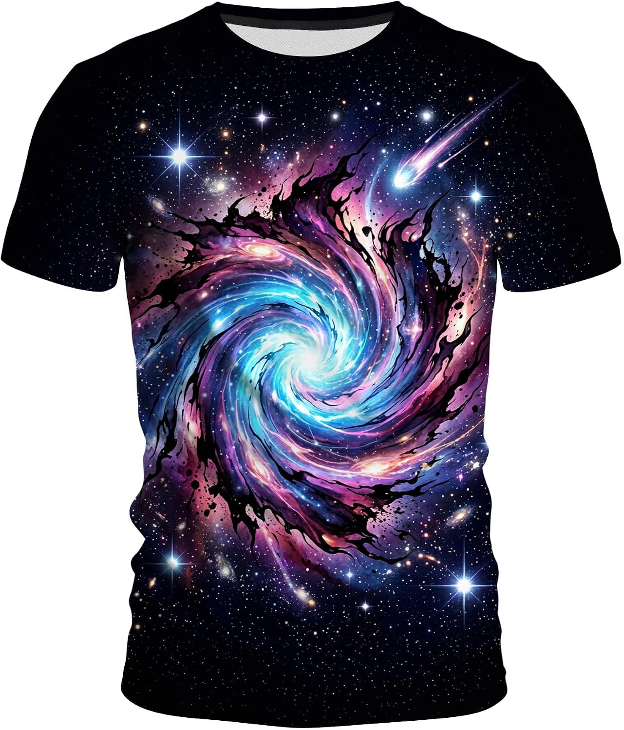 Men's Space Galaxy Graphic T-Shirt, Crew Neck Short Sleeve