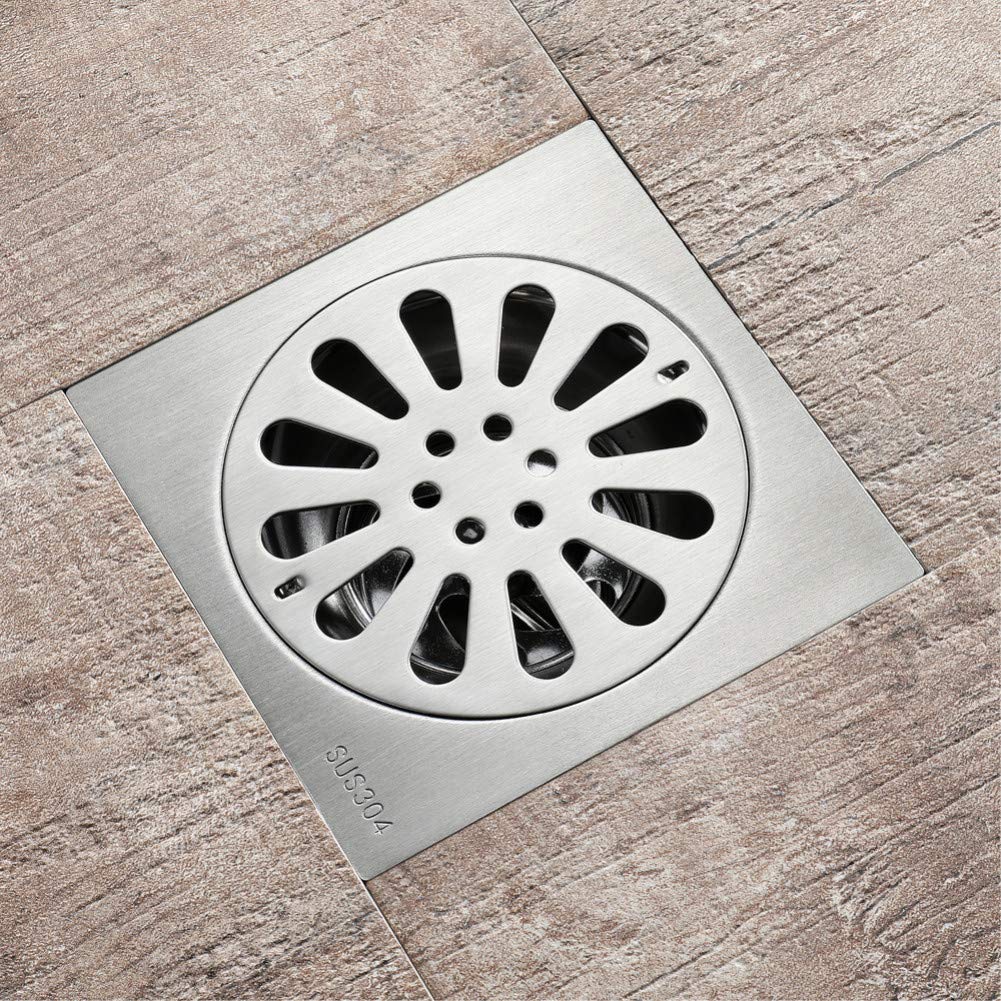 Drain de Cuisine 120 * 120 mm et Drain de Douche de Salle de Bain Drain de Sol Drain de Douche argenté Drain de Douche carré Drain de Douche