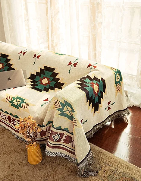 Boho Throw Blanket,Bohemian|Southwest|Native American|Indian Tribal|Moroccan|Aztec Blanket Throw Cover for Couch,Sofa,Chair,loveseat,Bed,Recliner,Window, Decorative Tassel 50x70(Beige Green)…