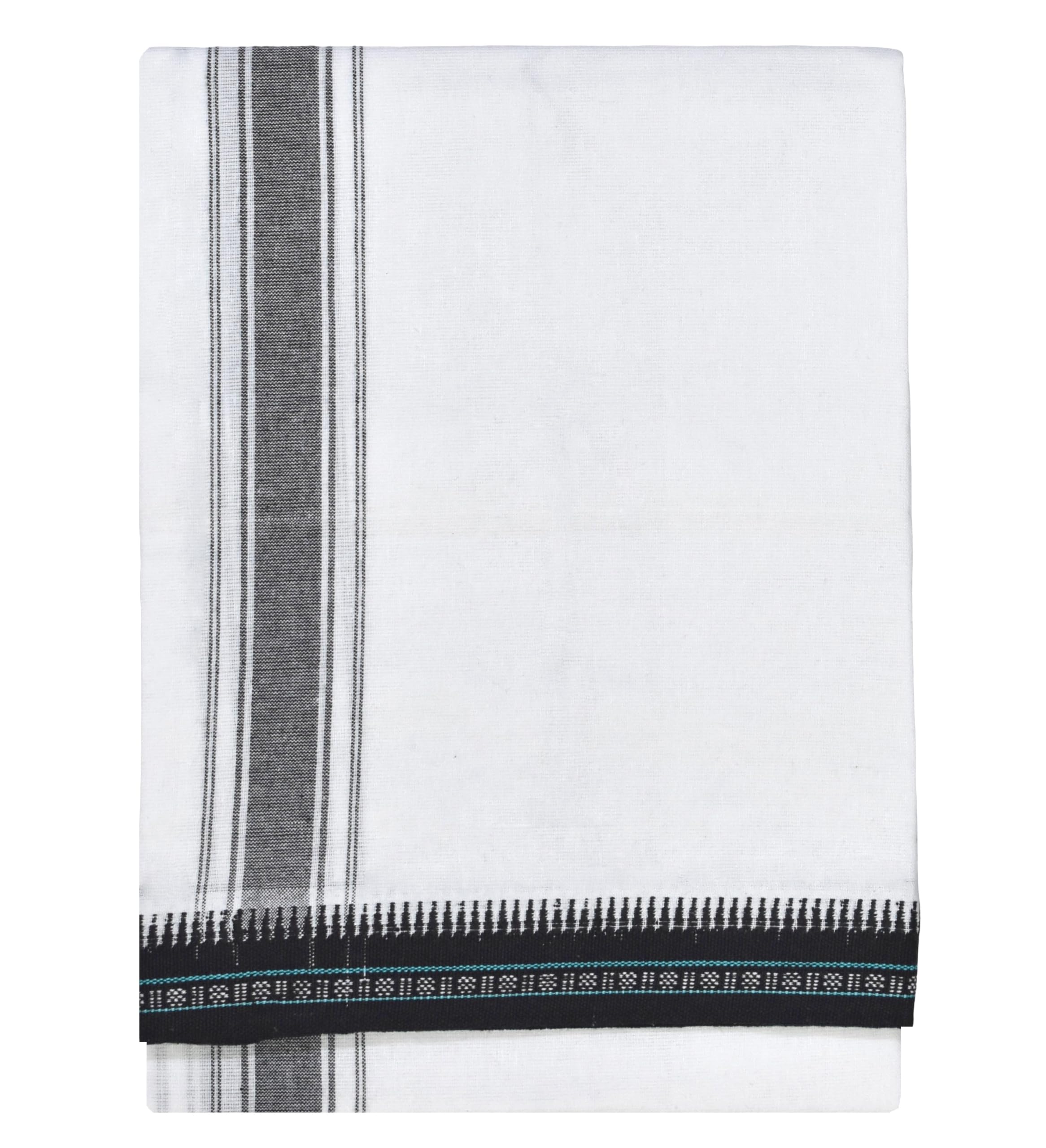 tuni mani White Rudhratcha Border Men's cotton Single Dhoti/Length 2.0meter, Height 1.24meter-picture-19