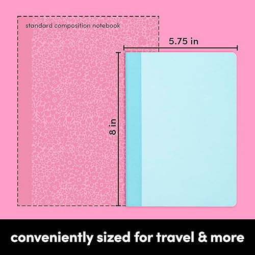 Miniatura 2 de PAPERAGE Cuadernos pequeños de composición, paquete de 16, 60 páginas, 8 cubiertas de color con papel rayado con rayas universitarias, (pastel),