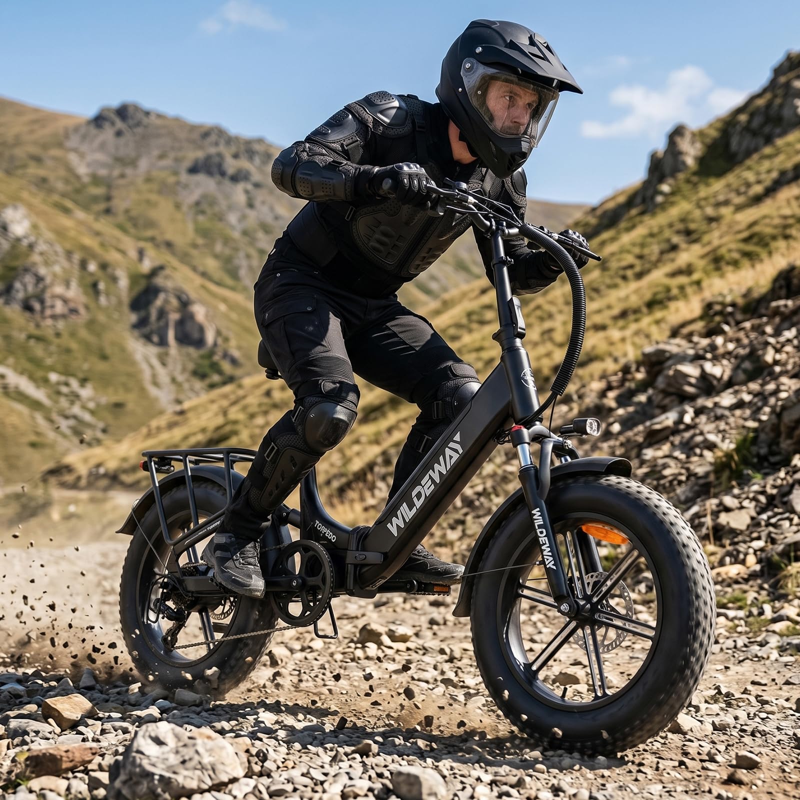 Vélo électrique pliable 20" Fat Bike 250 W, batterie amovible 48 V et 15 Ah, autonomie jusqu'à 90 km, changement de 7 vitesses, freins hydrauliques, vélo noir