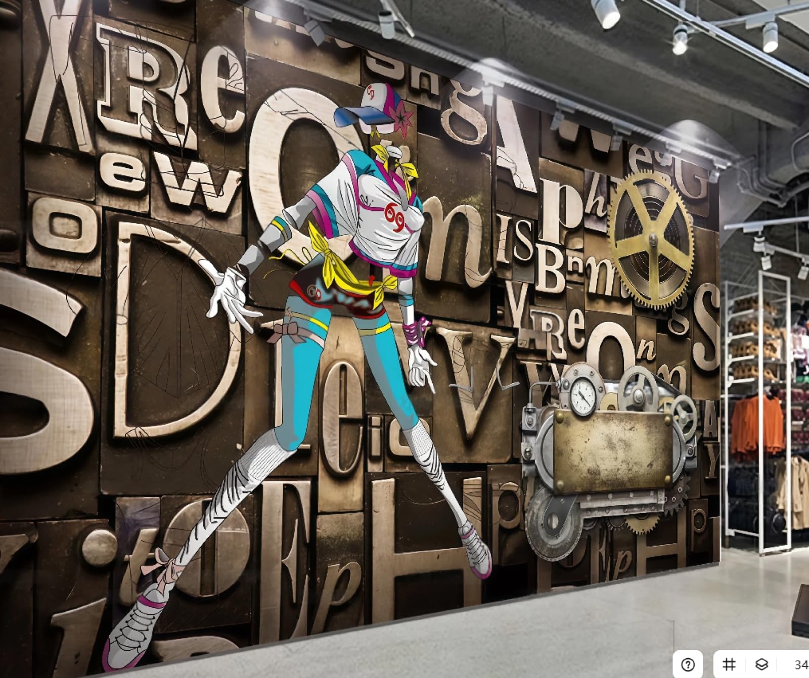 XDOUBAO Wallpaper Retro Three-Dimensional Letters Clothing Store Shopping Mall Lobby Afternoon Tea Western Restaurant Background Wall Wallpaper Coffee Shop Mural,3D,150x105cm