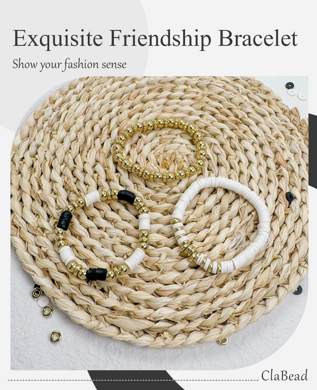 ClaBead Bracelet Making Kit for Boys 3200Pcs, Clay Beads Bracelet Kit with Gold Beads and Gold Flower, Swift Friendship Beads Bracelet Kit for Bracelets Making 3