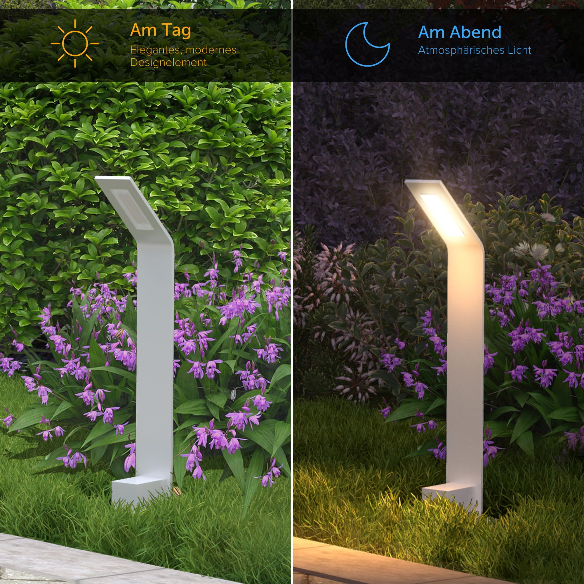 doporro Wegeleuchten Außen Stromanschluss 40cm Gartenleuchte IP65 6W | Gartenlampen für Draußen Strom, 3000K Warmweiß Pollerleuchte Standleuchte Außen, 128x98x408mm, Sandweiß, Pfadfinder