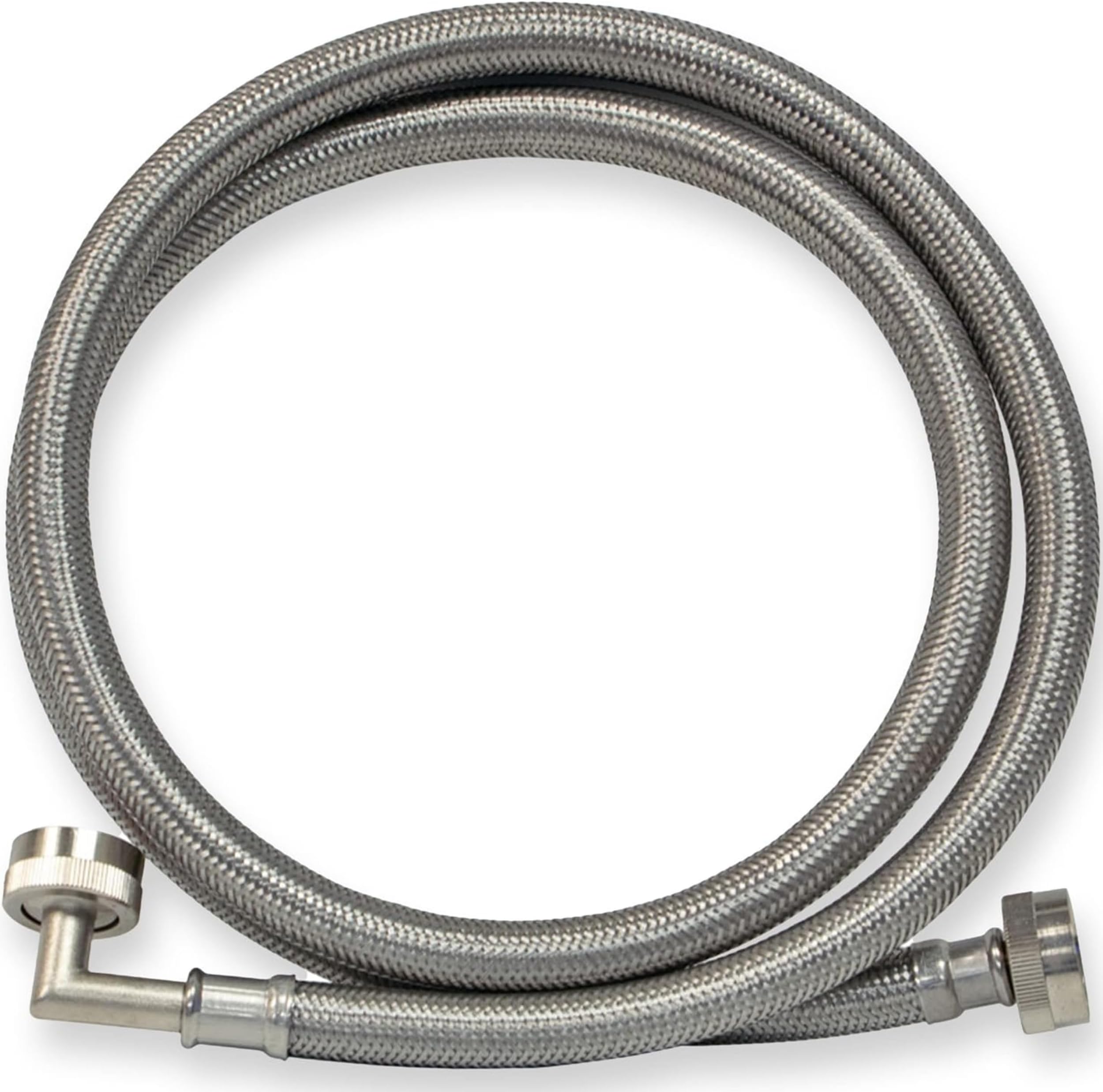 - Eastman 6 ft Washing Machine Hose Connector with Elbow, 3/4 in FHT x 3/4 in FHT, Braided Stainless Steel, 48375